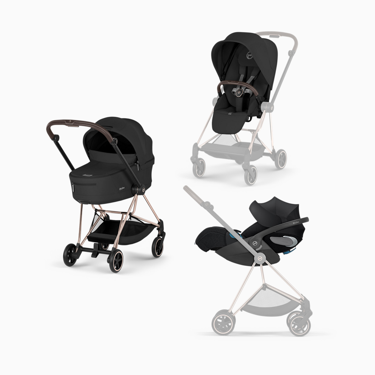 Cybex MIOS + CLOUD T + MIOS Fold Lux Travel System Bundle - Sepia Black.
