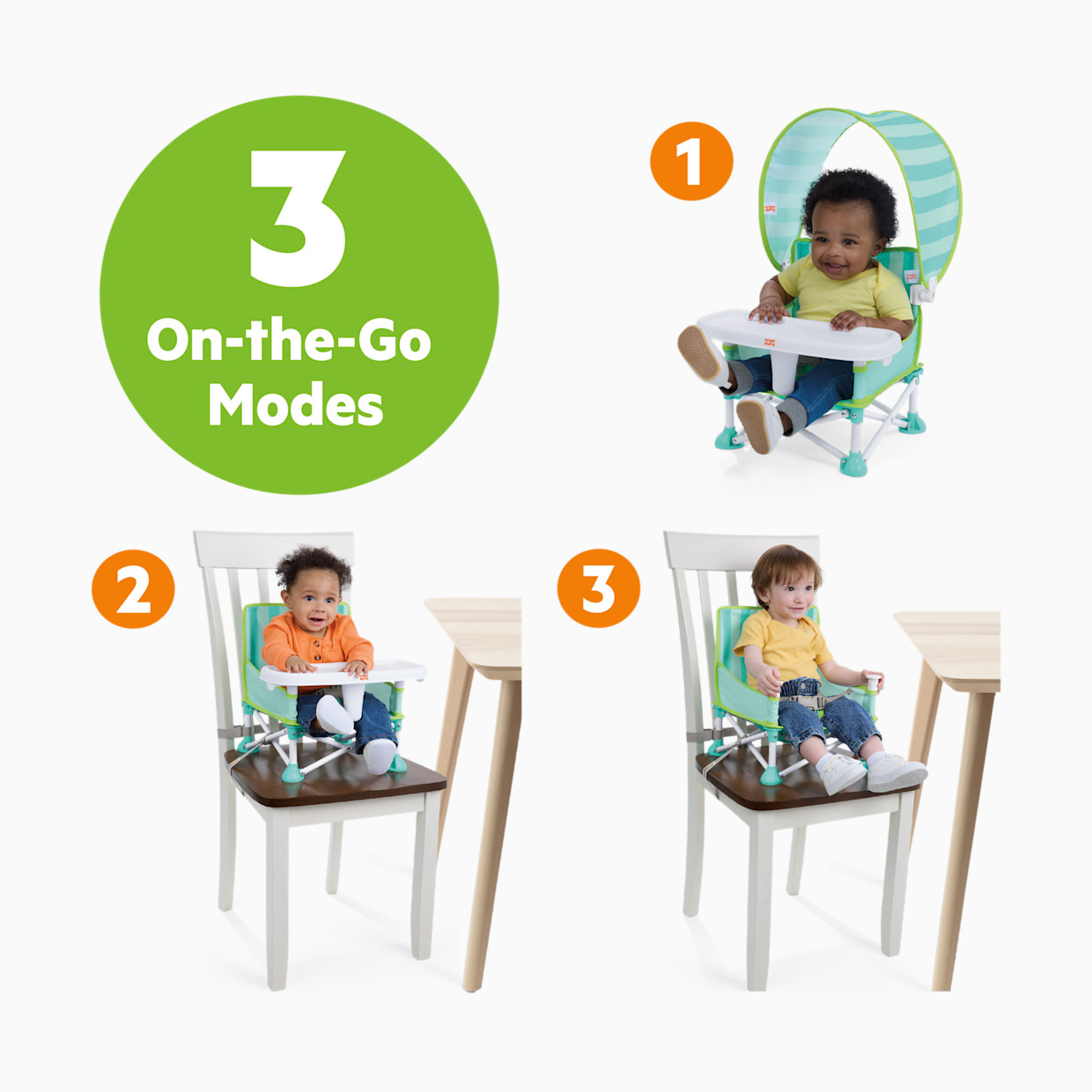 Bright Starts Pop 'N Sit Cabana Portable Booster Chair - Teal.