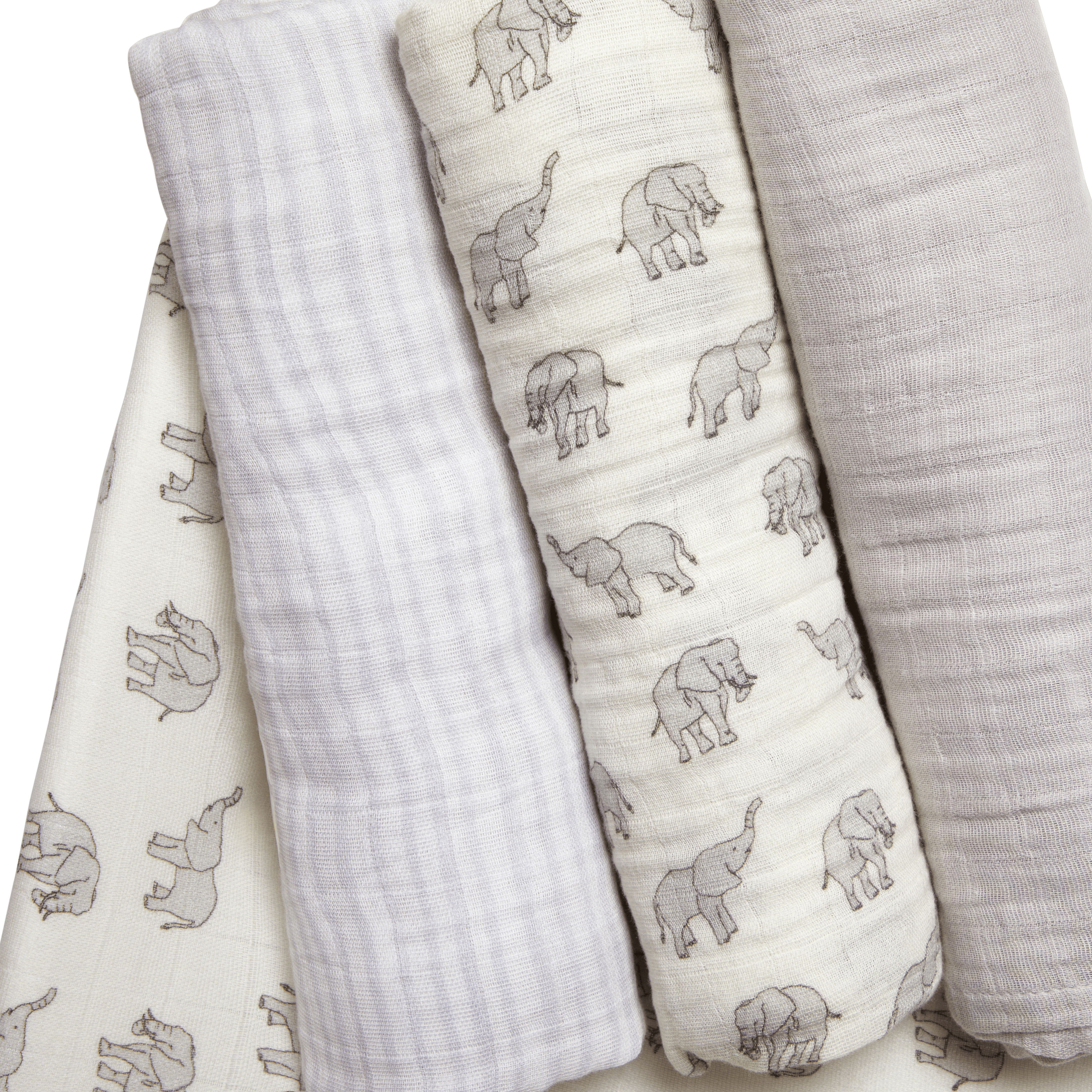 Tiny Kind 3 Pack Organic Muslin Swaddle - Simple Elephant.