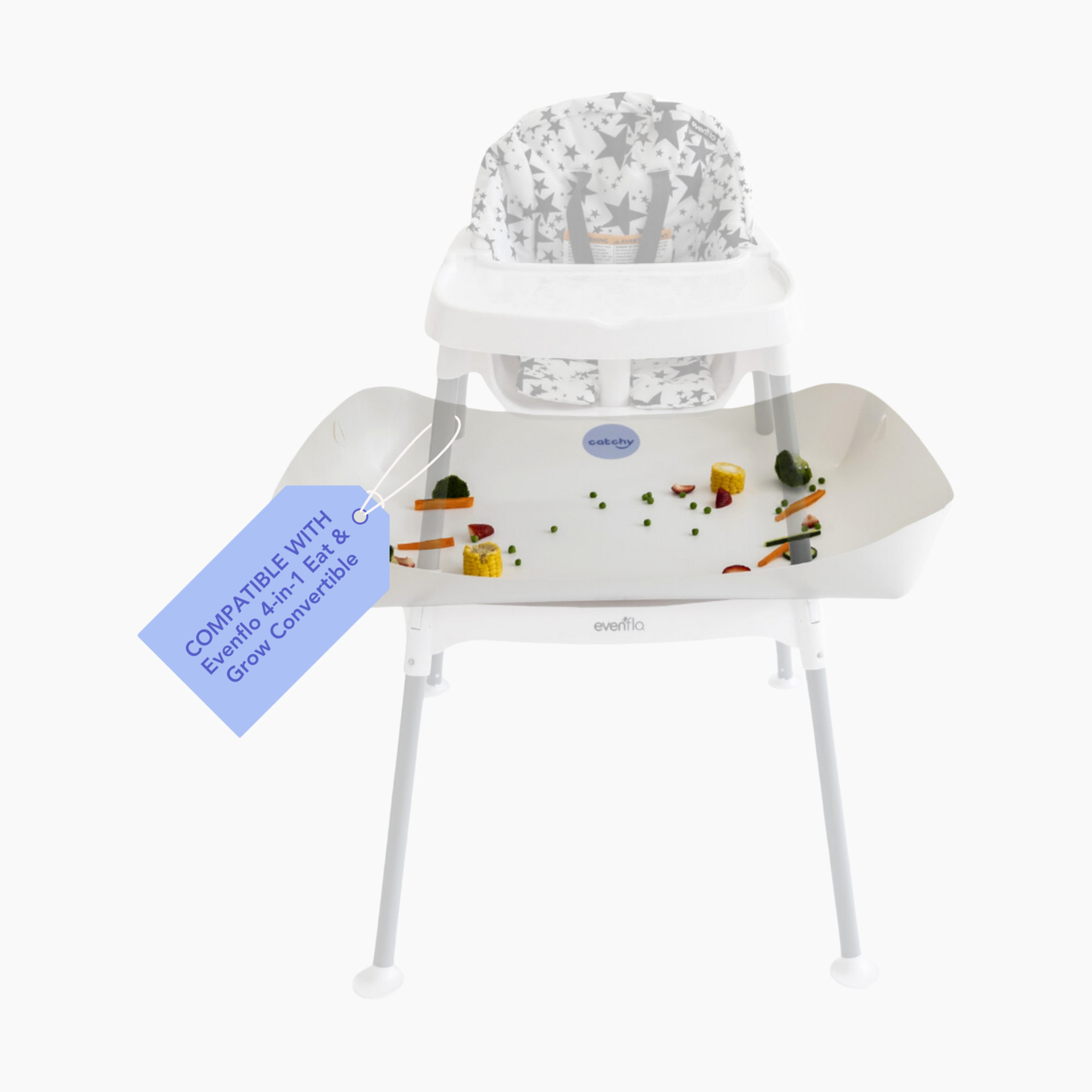Catchy Food Catcher for High Chairs White, For Evenflo 4-In-1