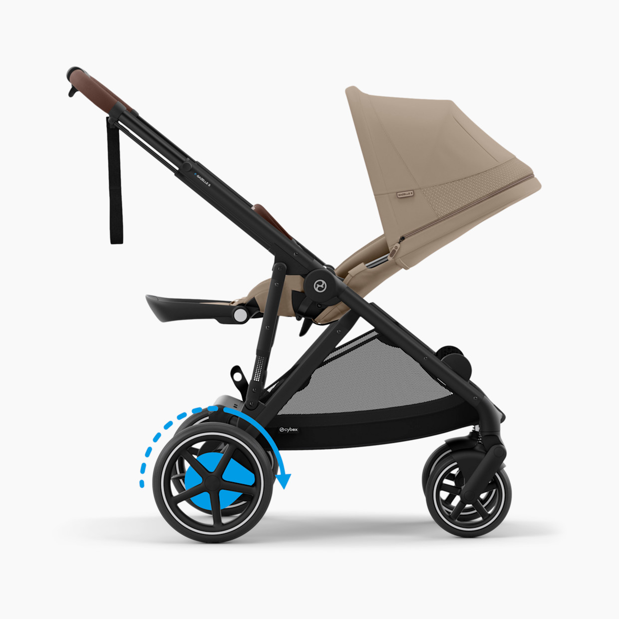 Cybex eGazelle S Electronic Assist Stroller - Black Frame/Almond Beige Seat.