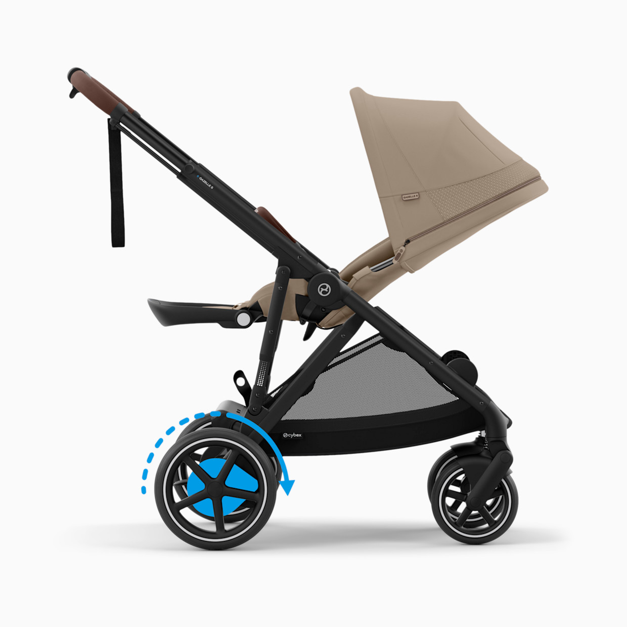 Cybex eGazelle S Electronic Assist Stroller - Black Frame/Almond Beige Seat.