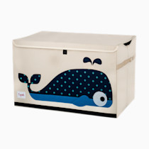 3 Sprouts Large Toy Chest for Kids with Lid and Handles - Collapsible Toy Storage Bin/Trunk/Box/Basket Organizer for Boys & Girls Playroom, Nursery, Whale