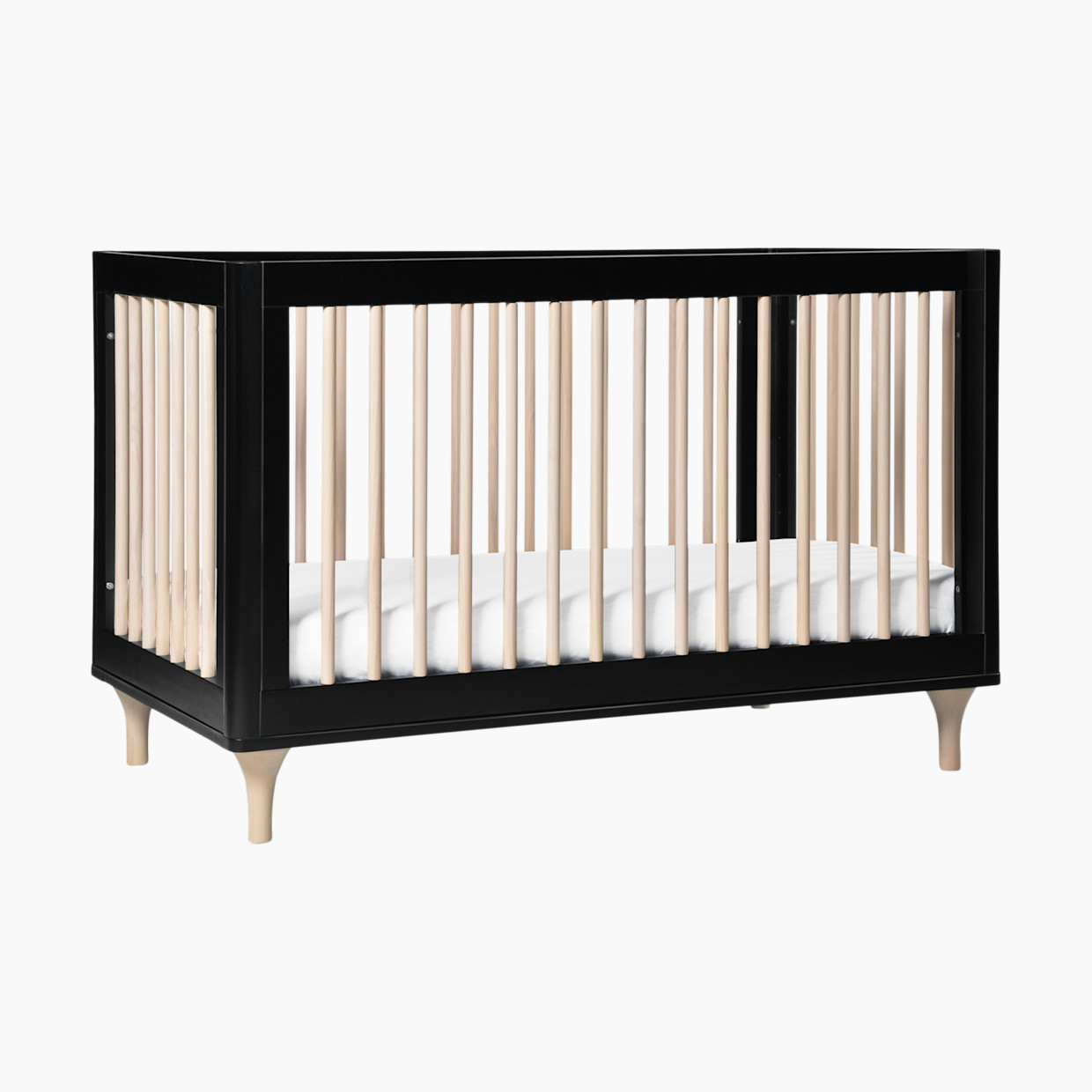 babyletto Lolly 3-in-1 Convertible Crib with Toddler Bed Conversion Kit - Black/Washed Natural.