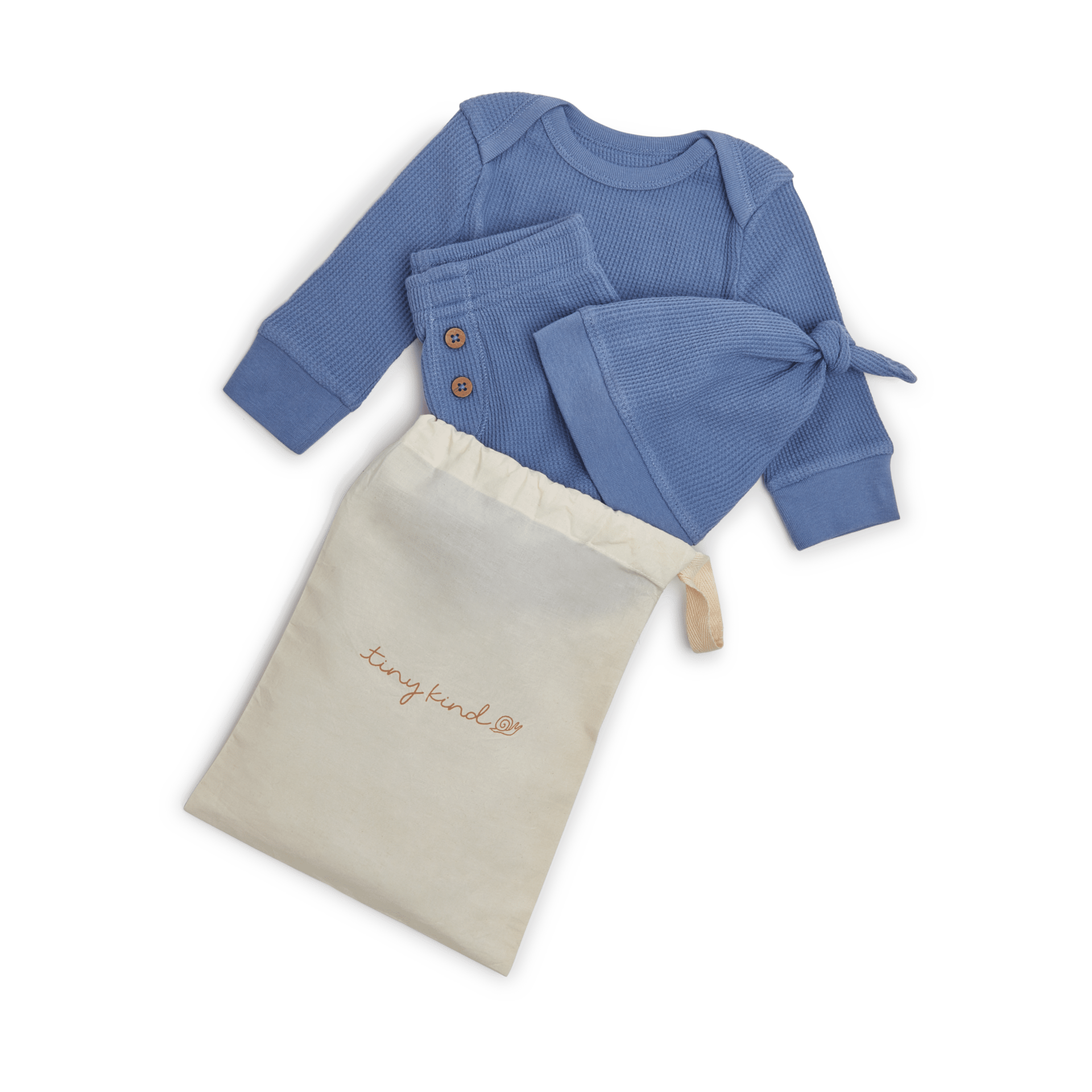 Tiny Kind 3 Piece Organic Waffle Set - Ocean, Newborn.