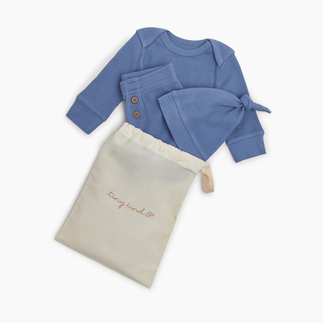 Tiny Kind 3 Piece Organic Waffle Set - Ocean, Newborn.