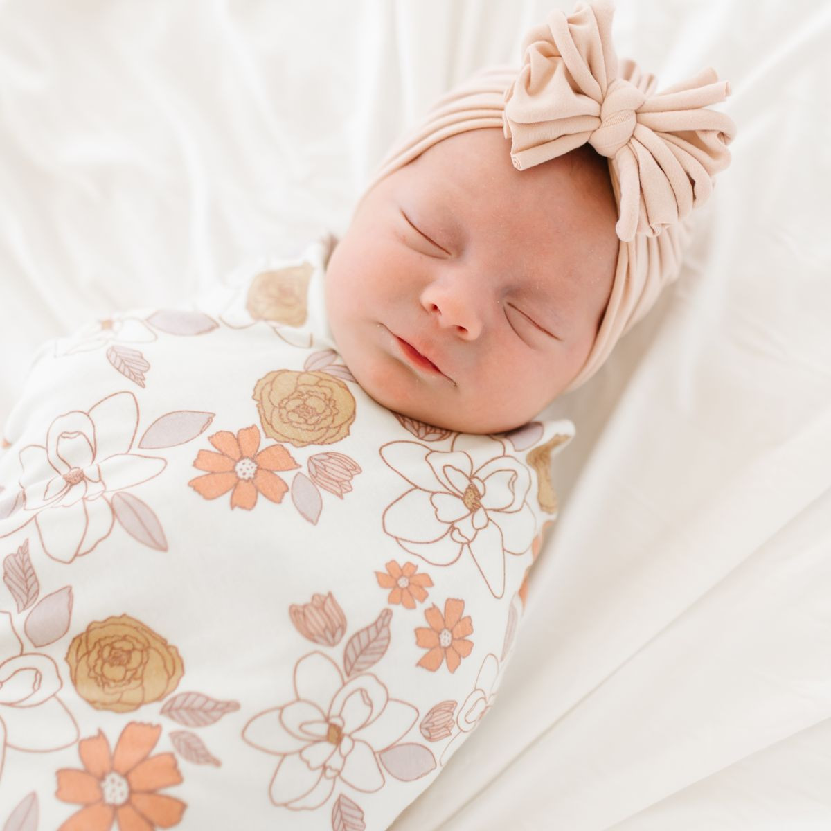 Bunny Knots Headwrap - Rose Gold, Newborn.