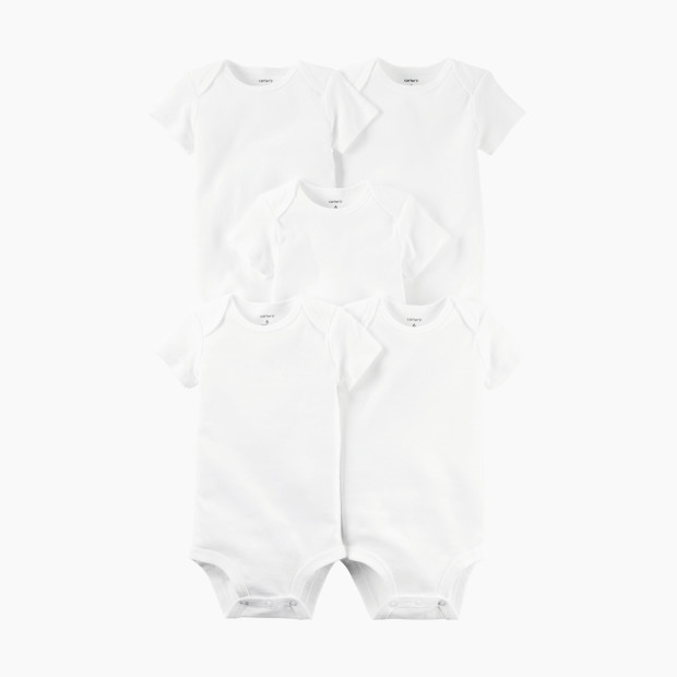 Carter's Short Sleeve Bodysuit (5 Pack) - White, Newborn.