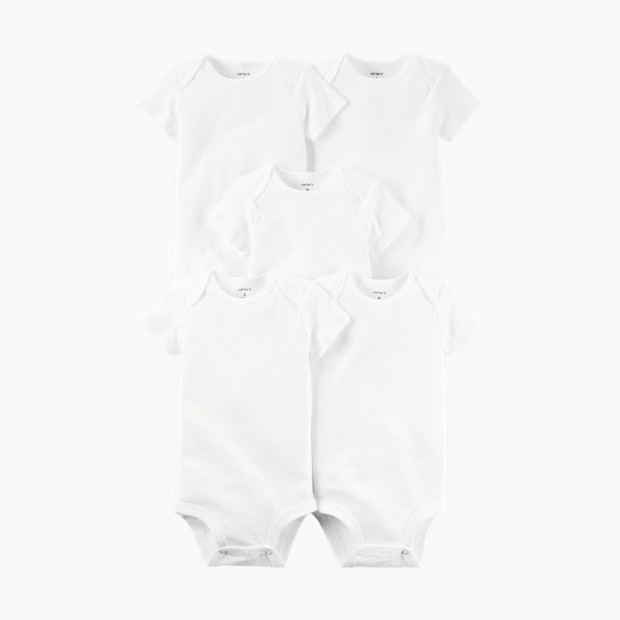 Carter's Short Sleeve Bodysuit (5 Pack) - White, Newborn.