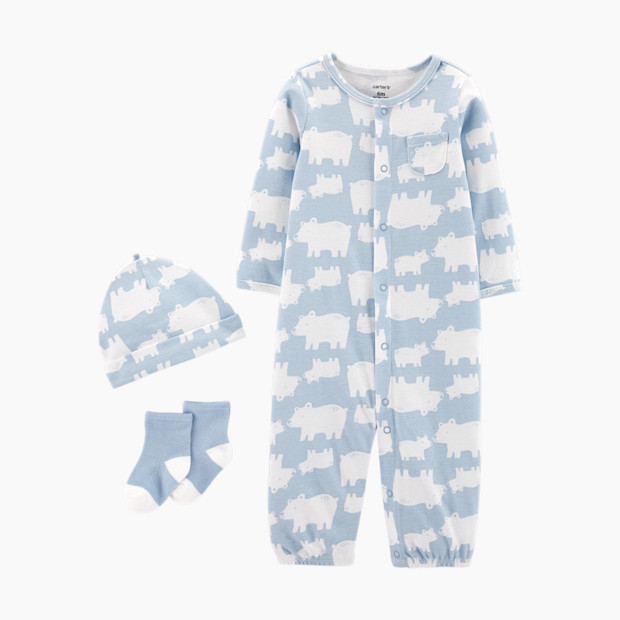 Carter's 3-Piece Convertible Gown Set - Blue Bears, Newborn.