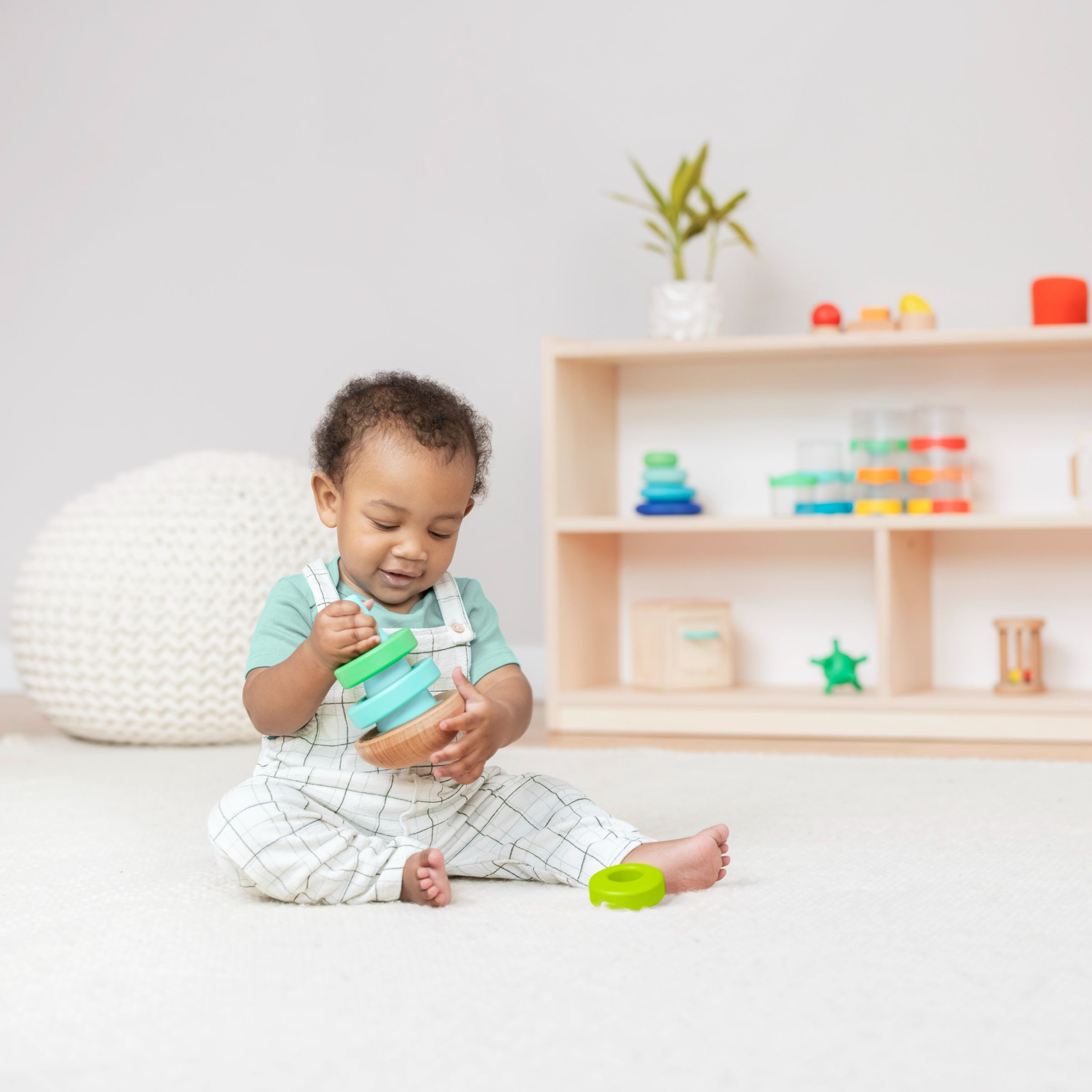 Lovevery Montessori Wobble Stacker, Stacker with 4 Rings - 7 Months+.