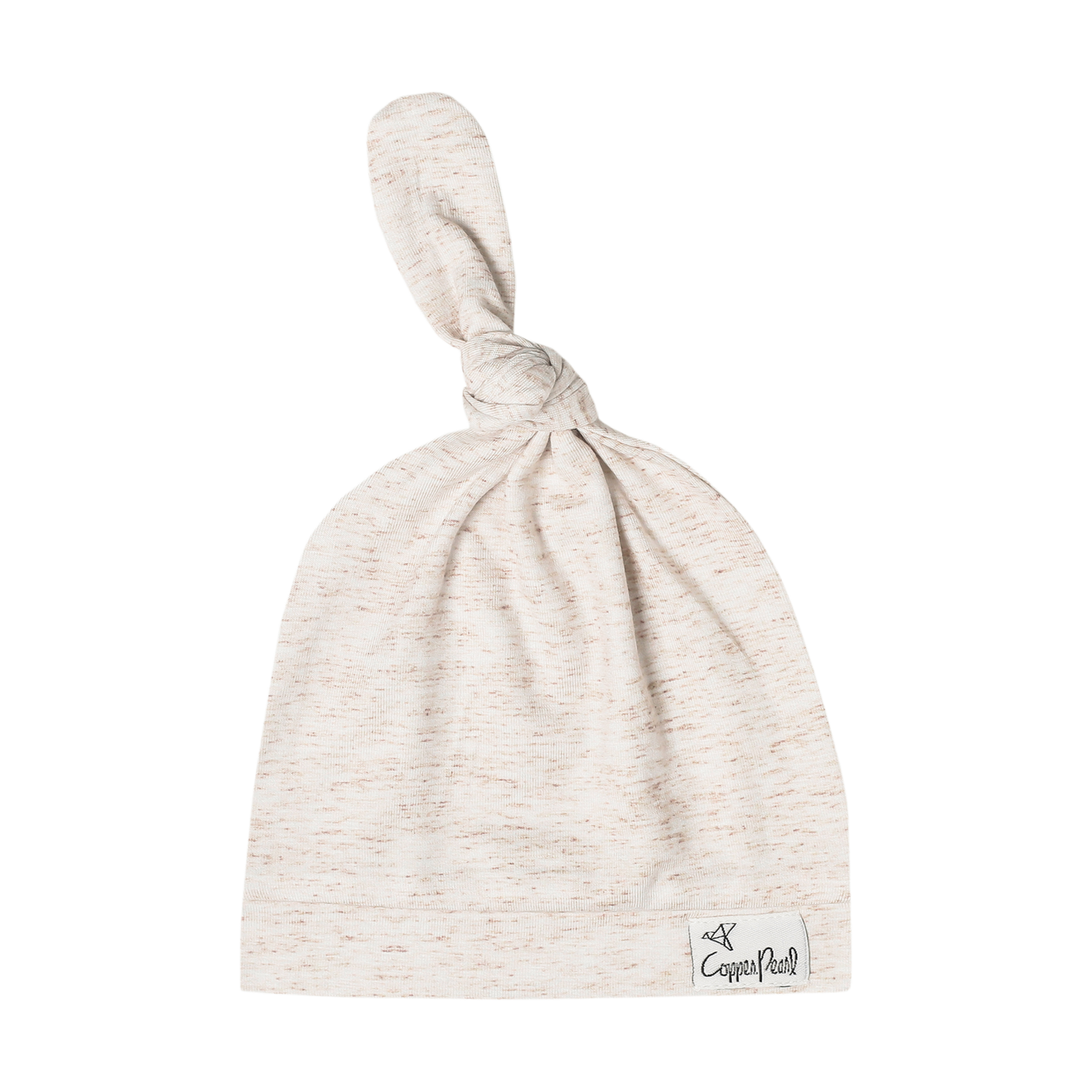 Copper Pearl Baby Beanie Hat Top Knot Stretchy Soft Oat