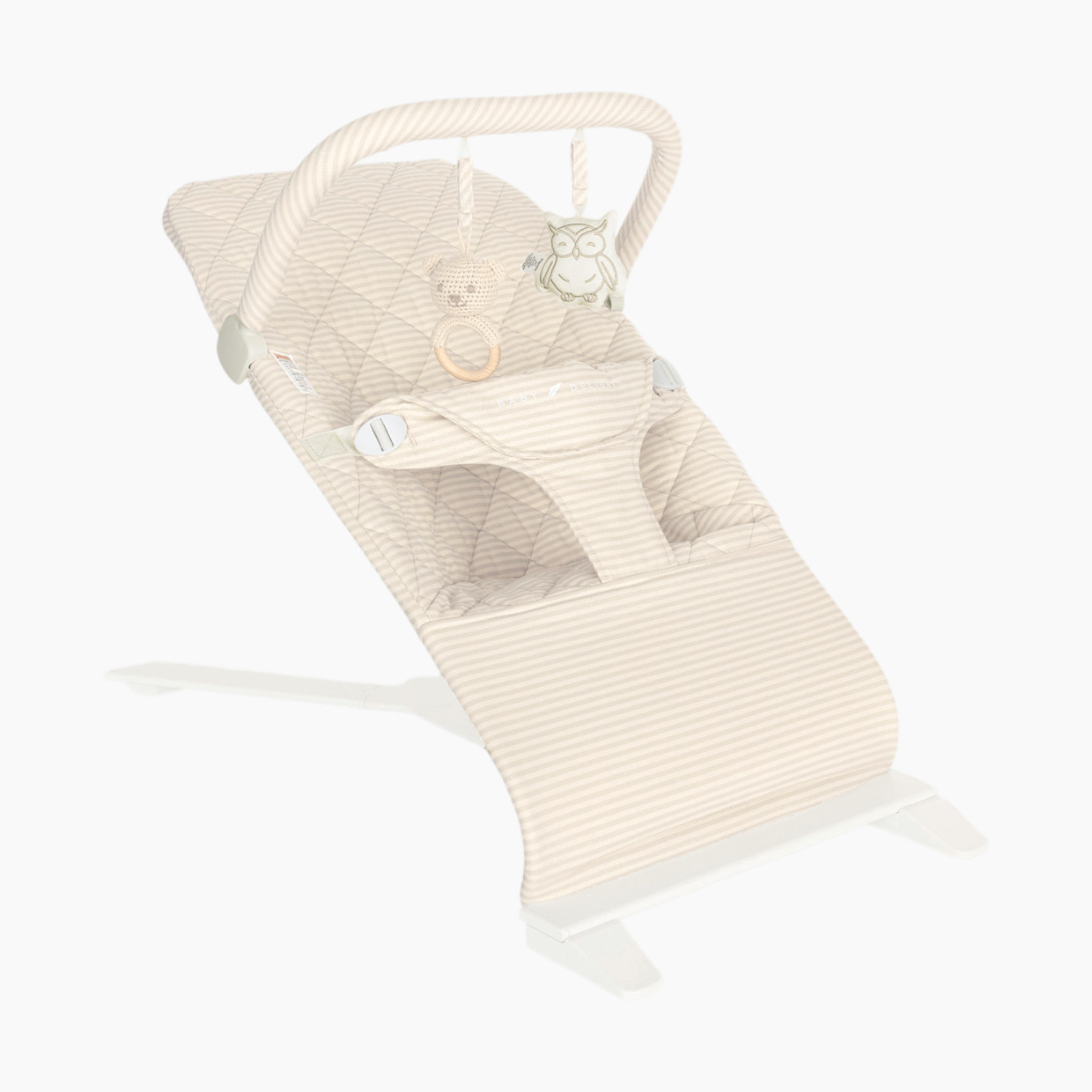 Baby Delight Alpine Deluxe Portable Bouncer - Tan Linen Stripe.