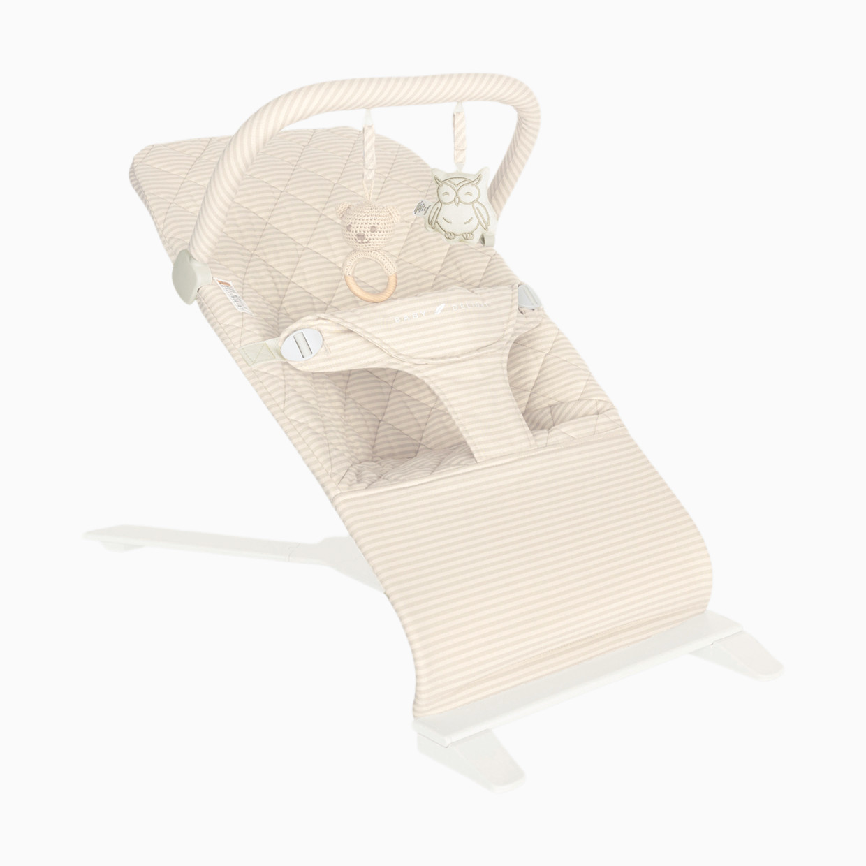 Baby Delight Alpine Deluxe Portable Bouncer - Tan Linen Stripe.