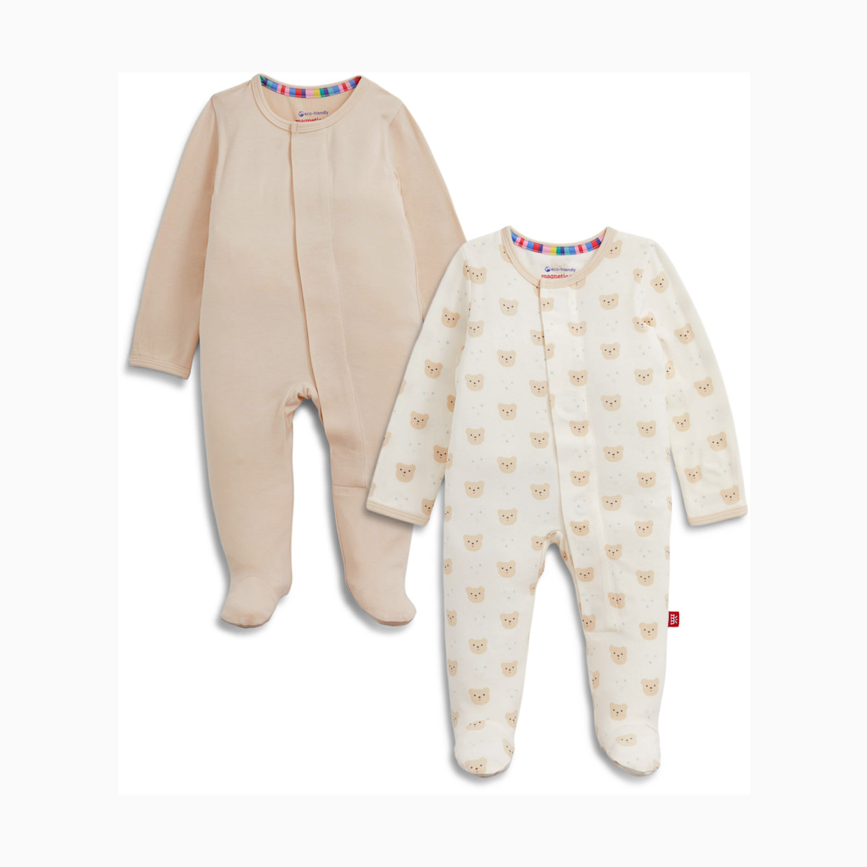 Magnetic Me Modal Magnetic Footie (2 Pack) - Tan/Bear, Newborn.