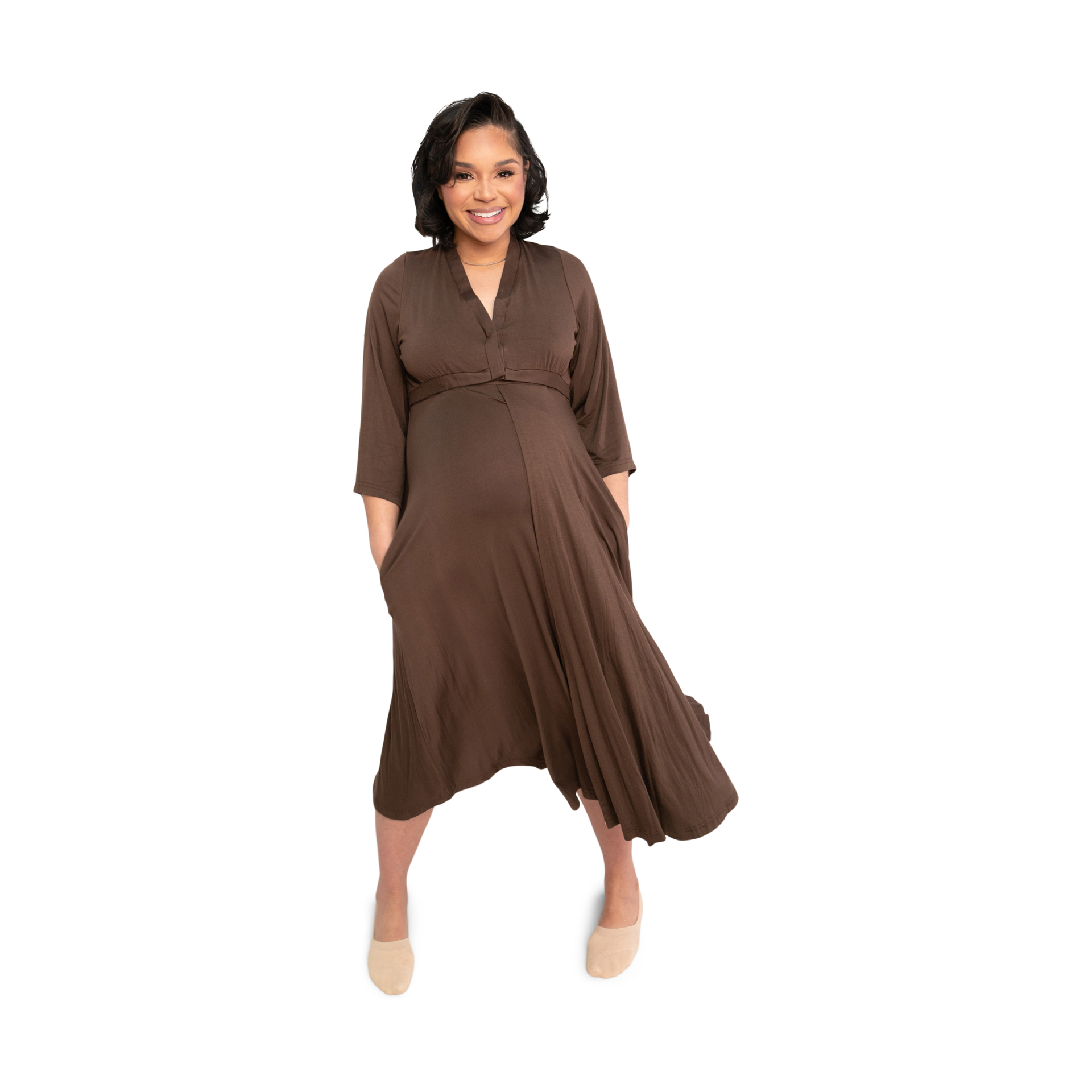 Lila Maternity Lila Labor & Postpartum Gown - Mocha, Medium.