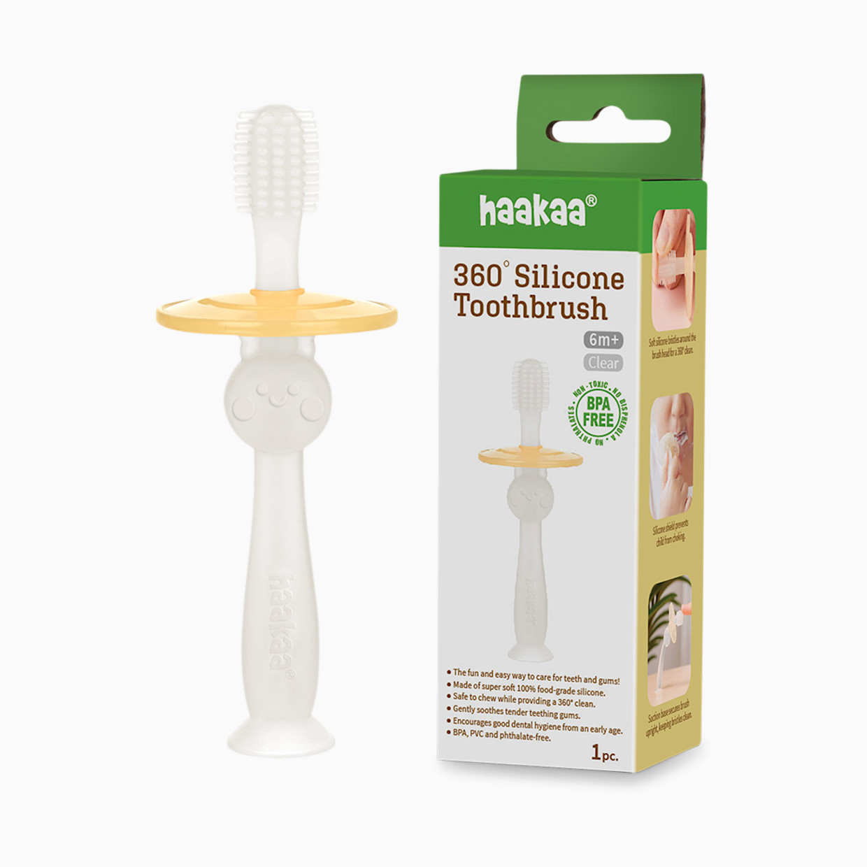 Haakaa 360 Silicone Baby Toothbrush - Clear, 1.