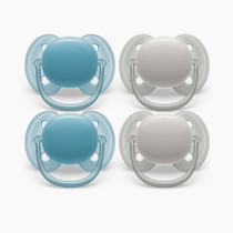 Philips Avent Ultra Soft Pacifier - 4 x Soft and Flexible Baby Pacifiers for Babies Aged 6-18 Months, BPA Free with Sterilizer Carry Case, SCF091/27