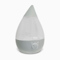 Crane Ultrasonic Teardrop Cool Mist Humidifier, Large 1 Gal Tank, Automatic Shut-Off, Baby Humidifiers for Nursery and Bedroom, Grey