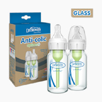 Dr. Brown’s Natural Flow® Anti-Colic Options+™ Narrow Glass Baby Bottle with Silicone Sleeve, 2-Pack
