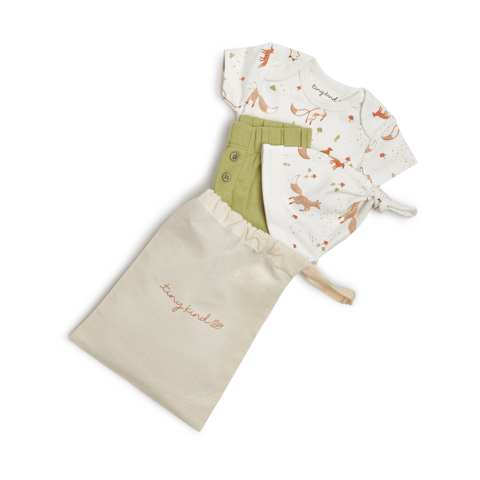 Tiny Kind 3 Piece Organic Outfit Set - Baby Fox, 3-6 M.