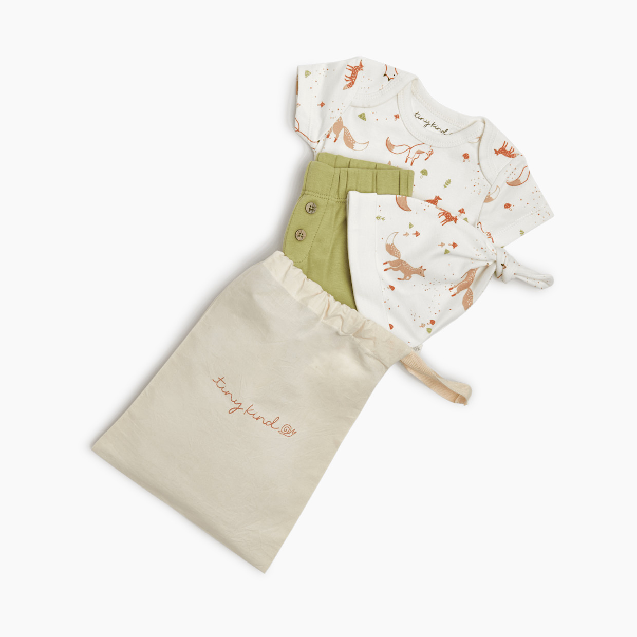 Tiny Kind 3 Piece Organic Outfit Set - Baby Fox, 3-6 M.