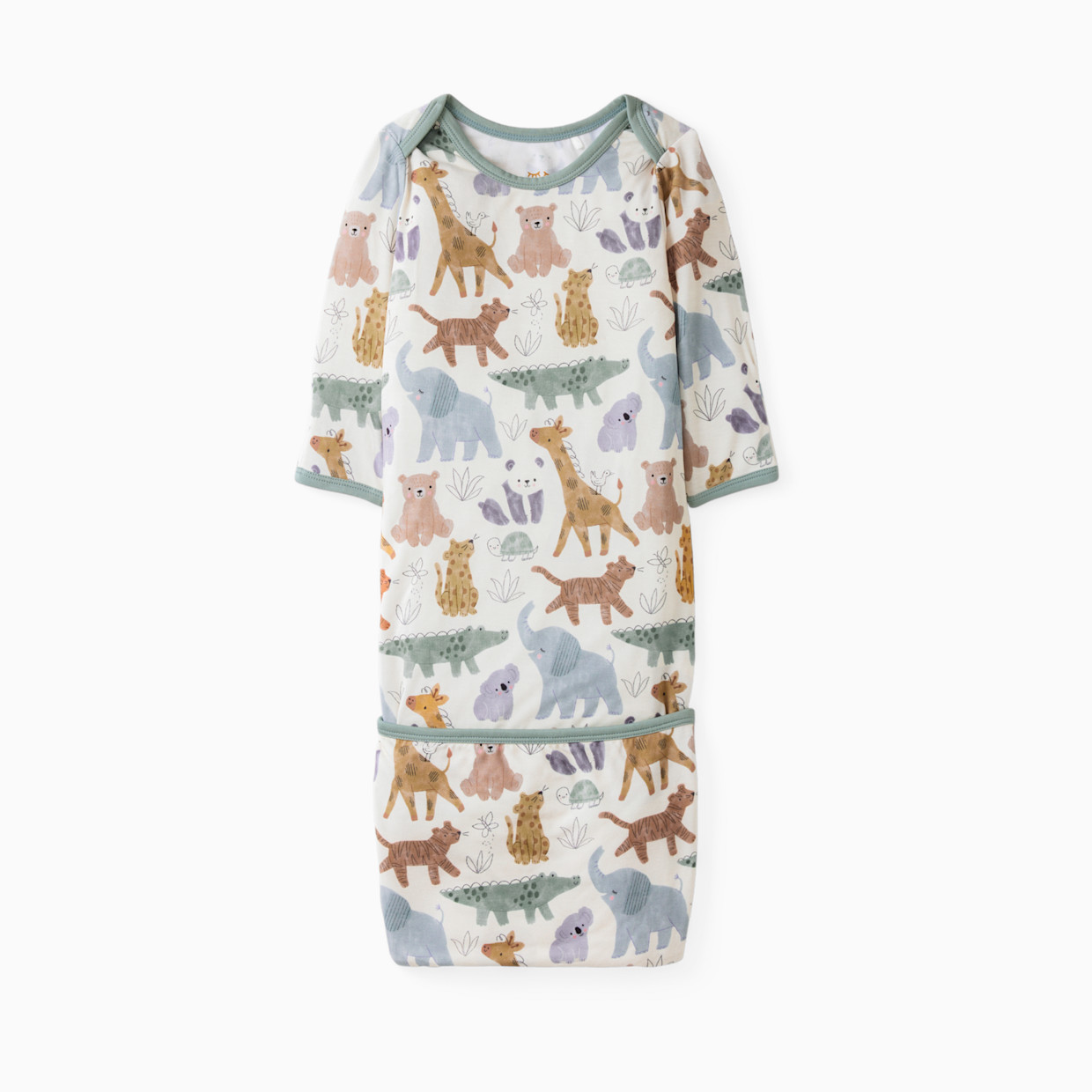 Little Sleepies Infant Gown - Sweet Safari, Newborn / 0-3 Months.