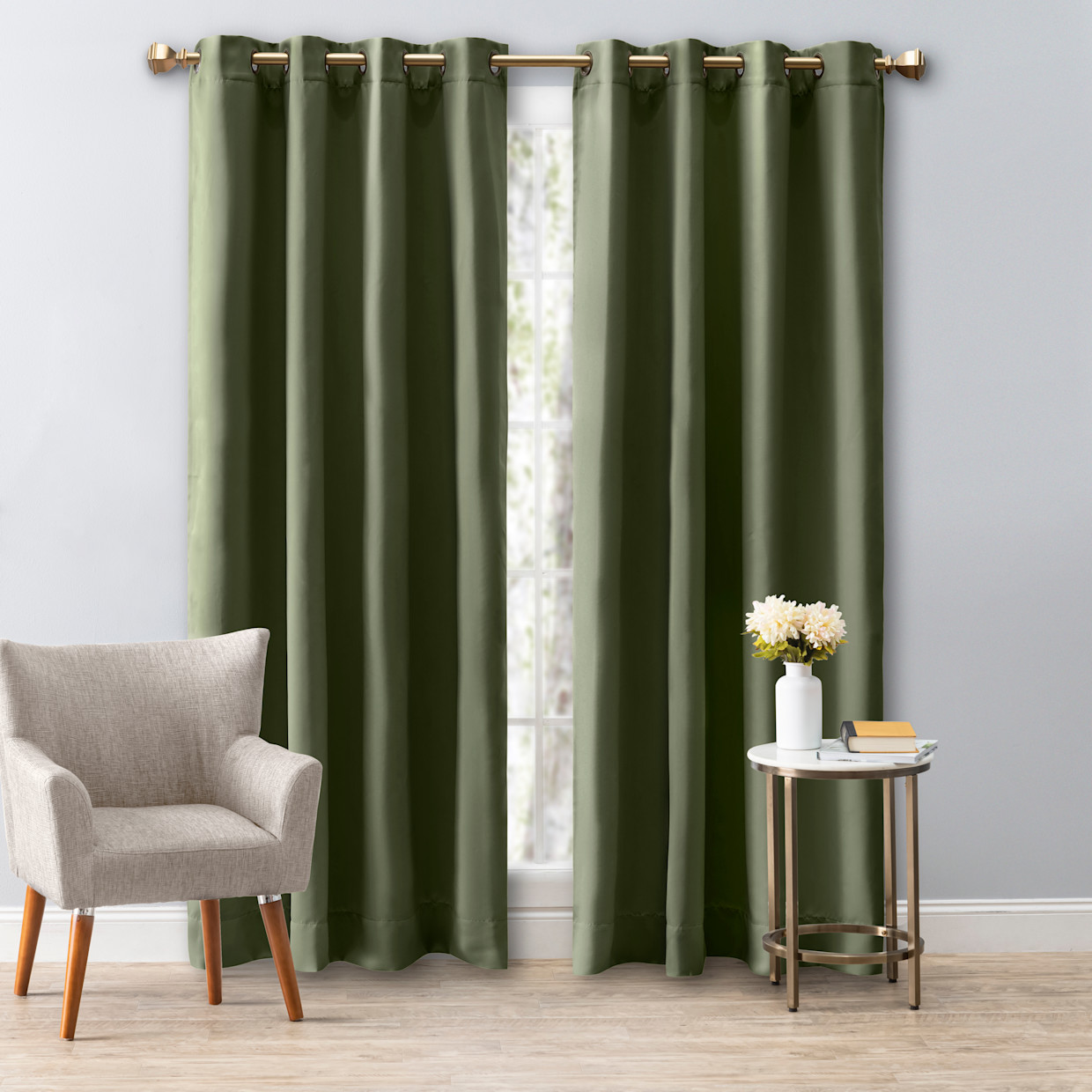 Ricardo Trading Ultimate Black Out Grommet Window Panel Curtain - Sage, 56"W X 84"L.