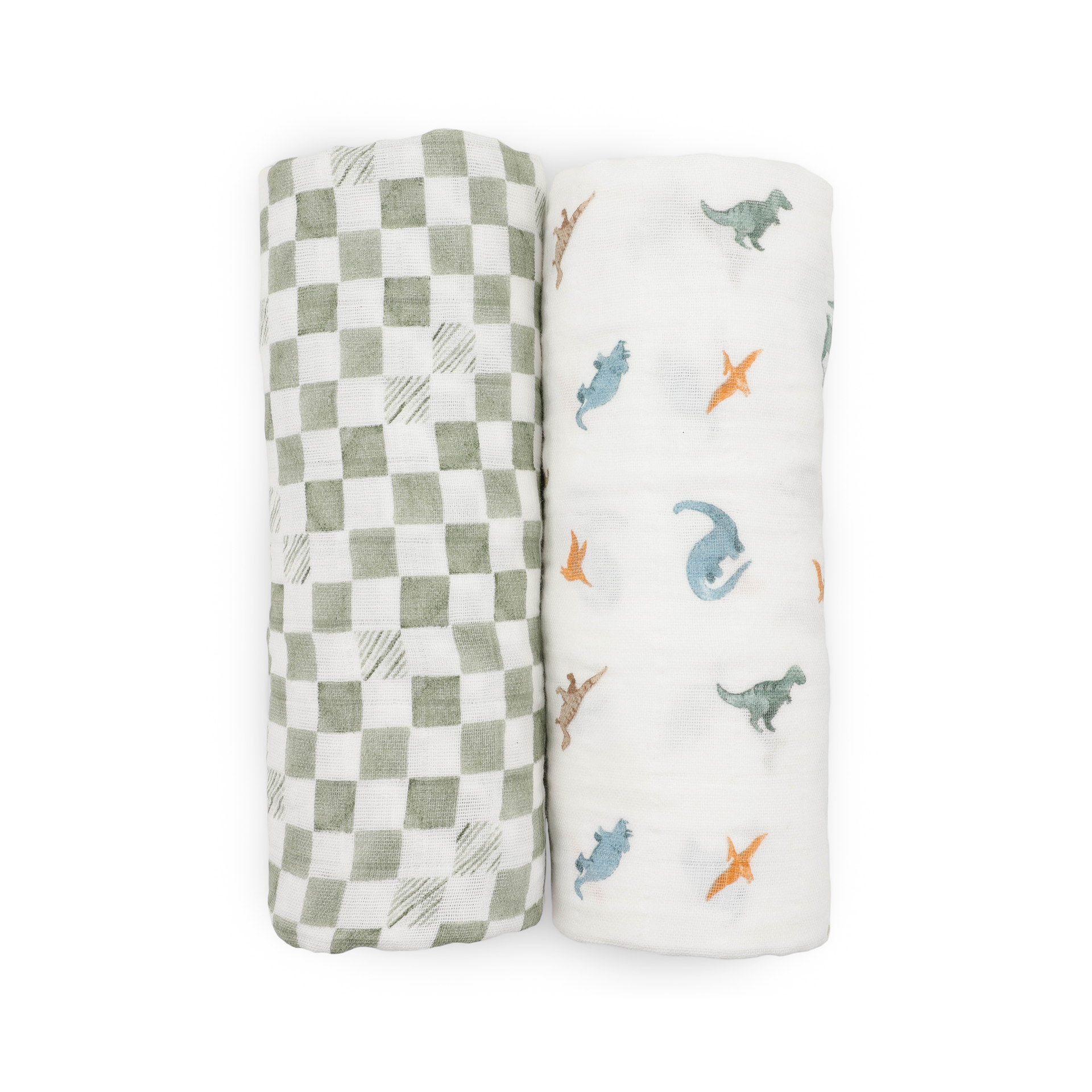 Little Unicorn Organic Cotton Muslin Swaddle Blanket 2 Pack - Little Dino.