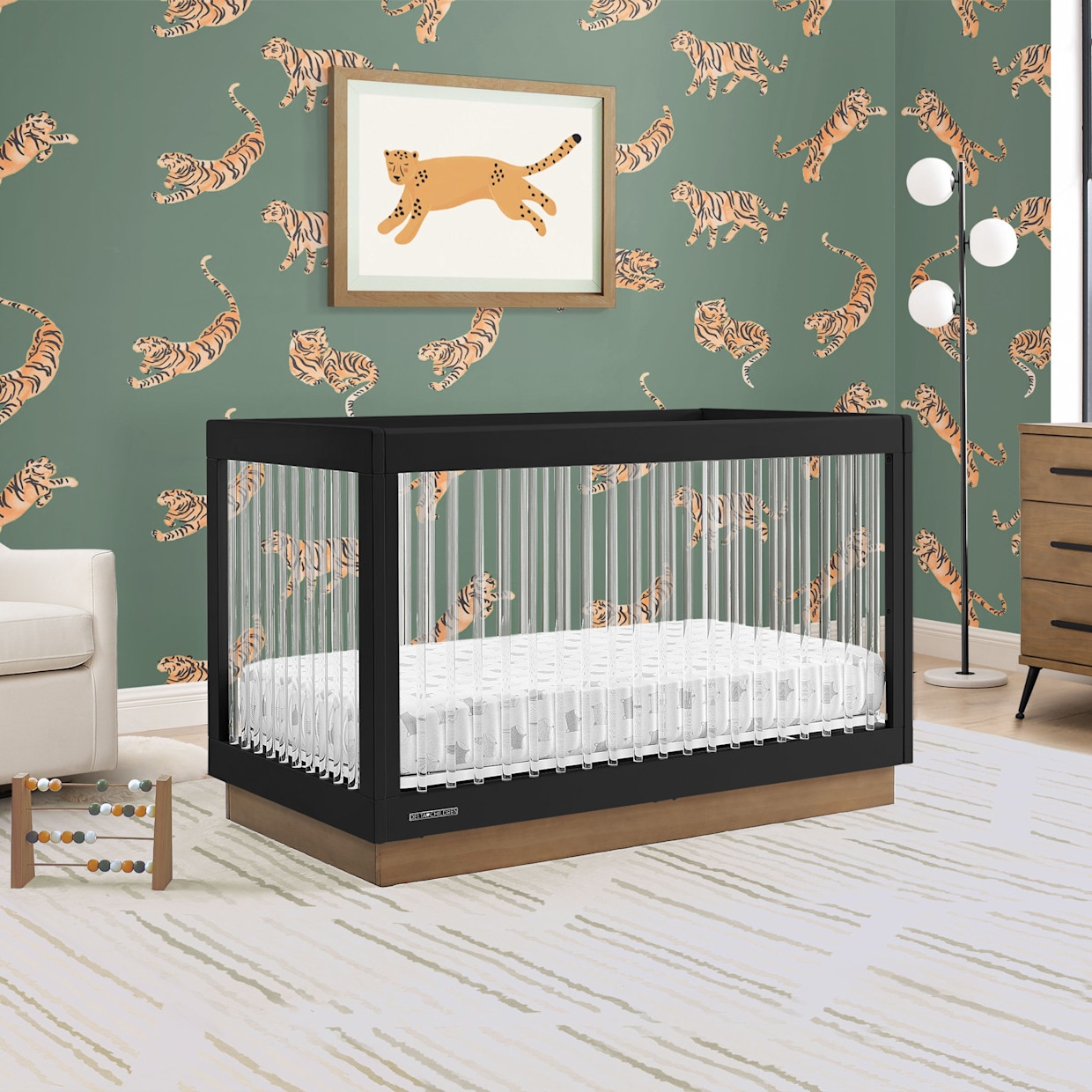 Delta Children James Acrylic 4-in-1 Convertible Crib - Midnight Grey/Acorn.