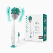 Nanobebe Electric Bottle Brush Cleaner – Baby Bottle Brush Electric Scrubber for Cleaning Brush for Baby Bottles - Rechargeable, Includes Replaceable Brush Head