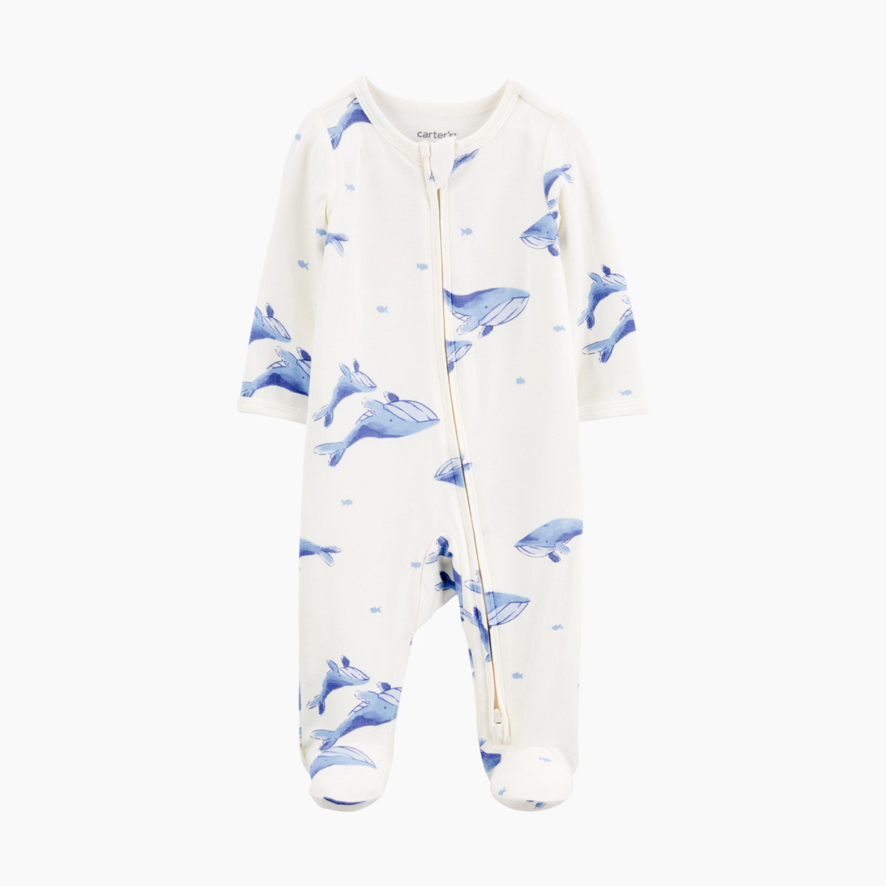 Carter's 2-Way Zip Lenzing Ecovera Sleep & Play Pajamas - Ivory/Blue, 6 M.