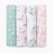 aden + anais Essentials Muslin Swaddle Blankets for Baby Girls and Boys, Newborn Receiving Blanket for Swaddling, 100% Cotton Baby Swaddle Wrap, 4 Pack, Floral, Briar Rose