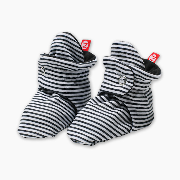 Zutano Candy Stripe Cotton Baby Booties - Black, 0-3 Months.