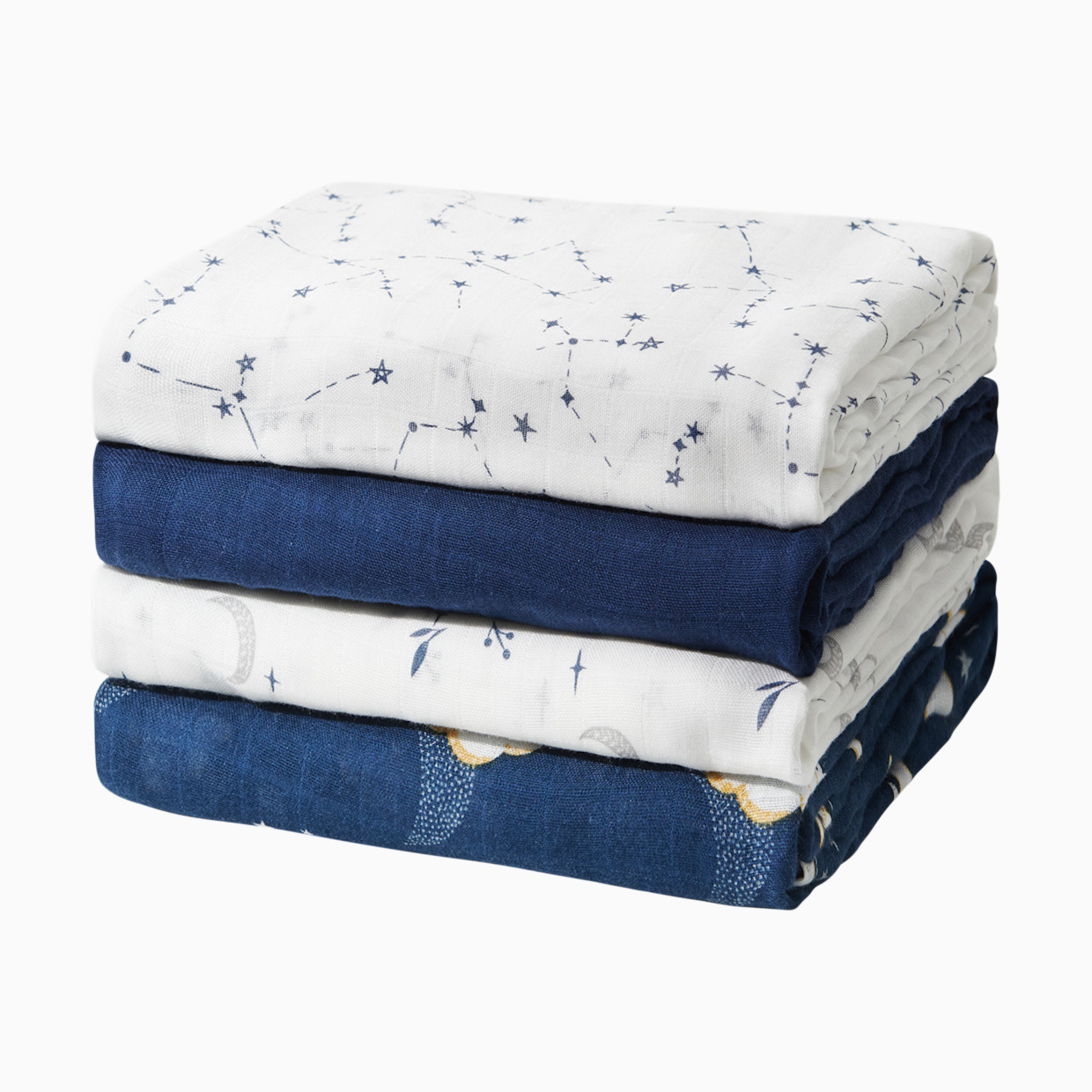 Momcozy Muslin Swaddle Blanket (4 Pack) - Midnight Star Clouds.