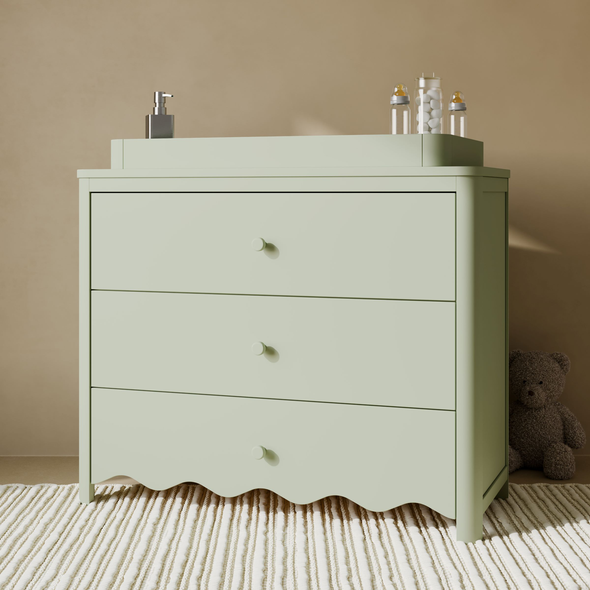 Storkcraft Casablanca 3 Drawer Chest with Removable Changing Table Topper - Sage.