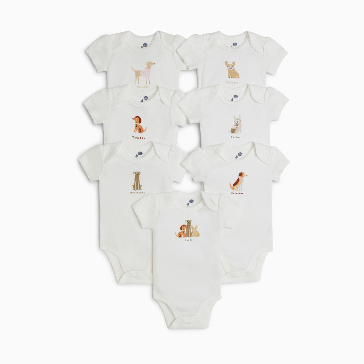 Small Story Days Of The Week (7 Pack) - Dog Days, 0-3 M.