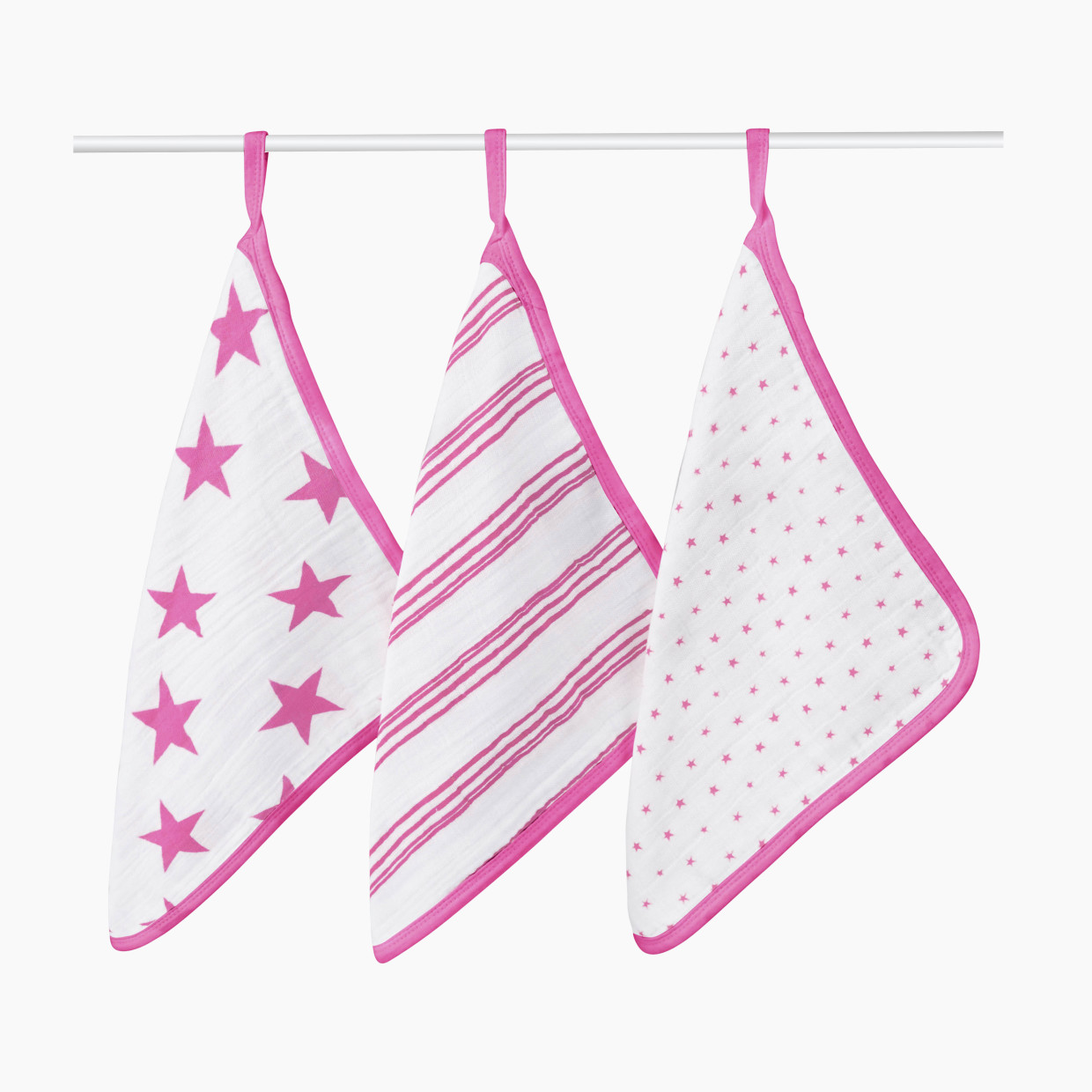 Aden + Anais Washcloth Set (3 Pack) - Fluro Pink.