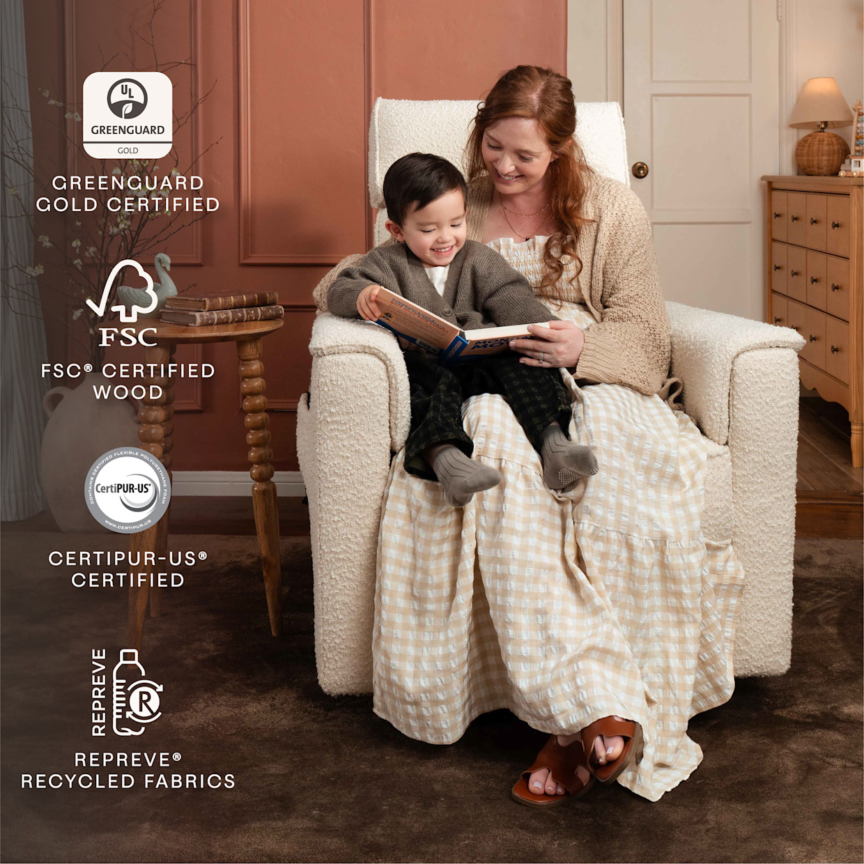 Namesake Willa Deluxe Power Recliner and Swivel Glider - Performance Ivory Boucle.