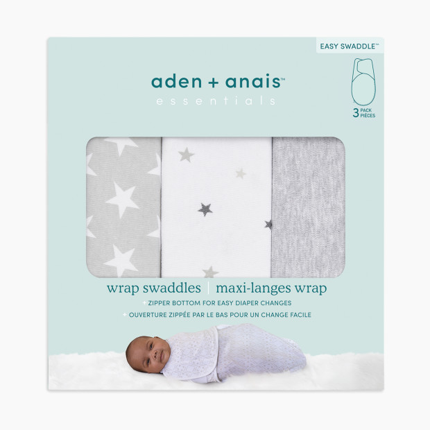 Aden + Anais Essentials Cotton Wrap Swaddles (3 Pack) - Twinkle, 0-3 Months, 3.