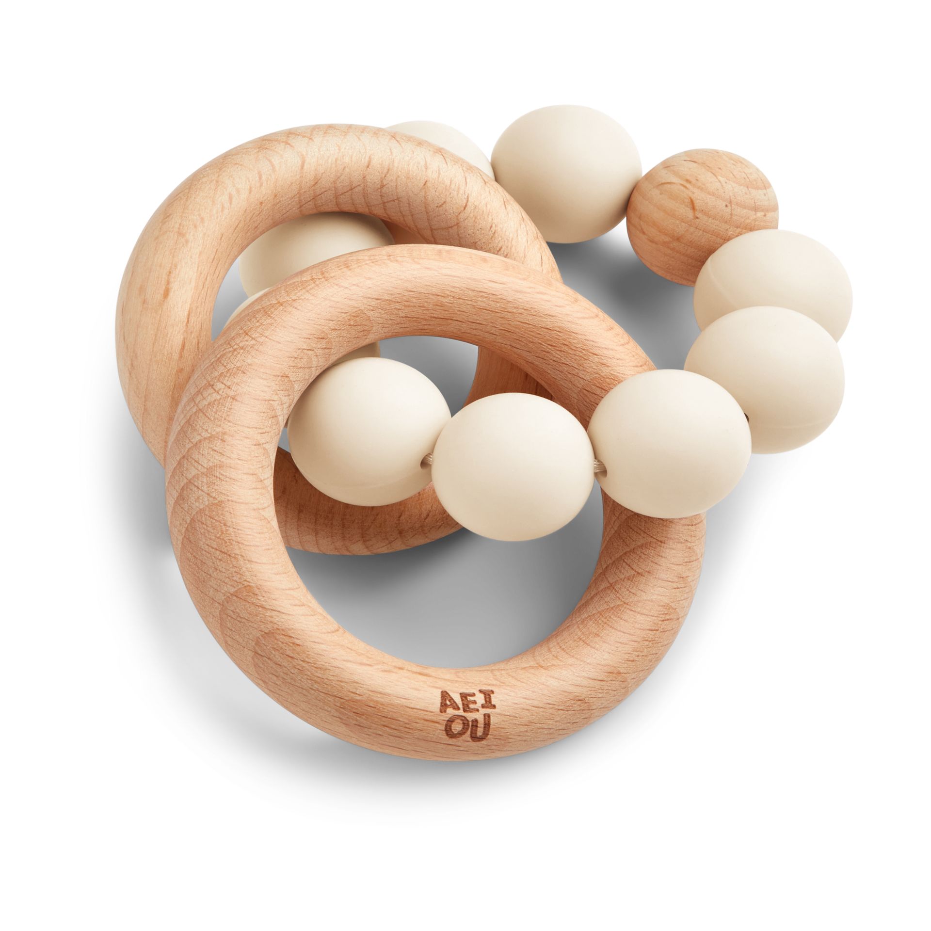 AEIOU Silicone & Wood Multi-Ring Teether.