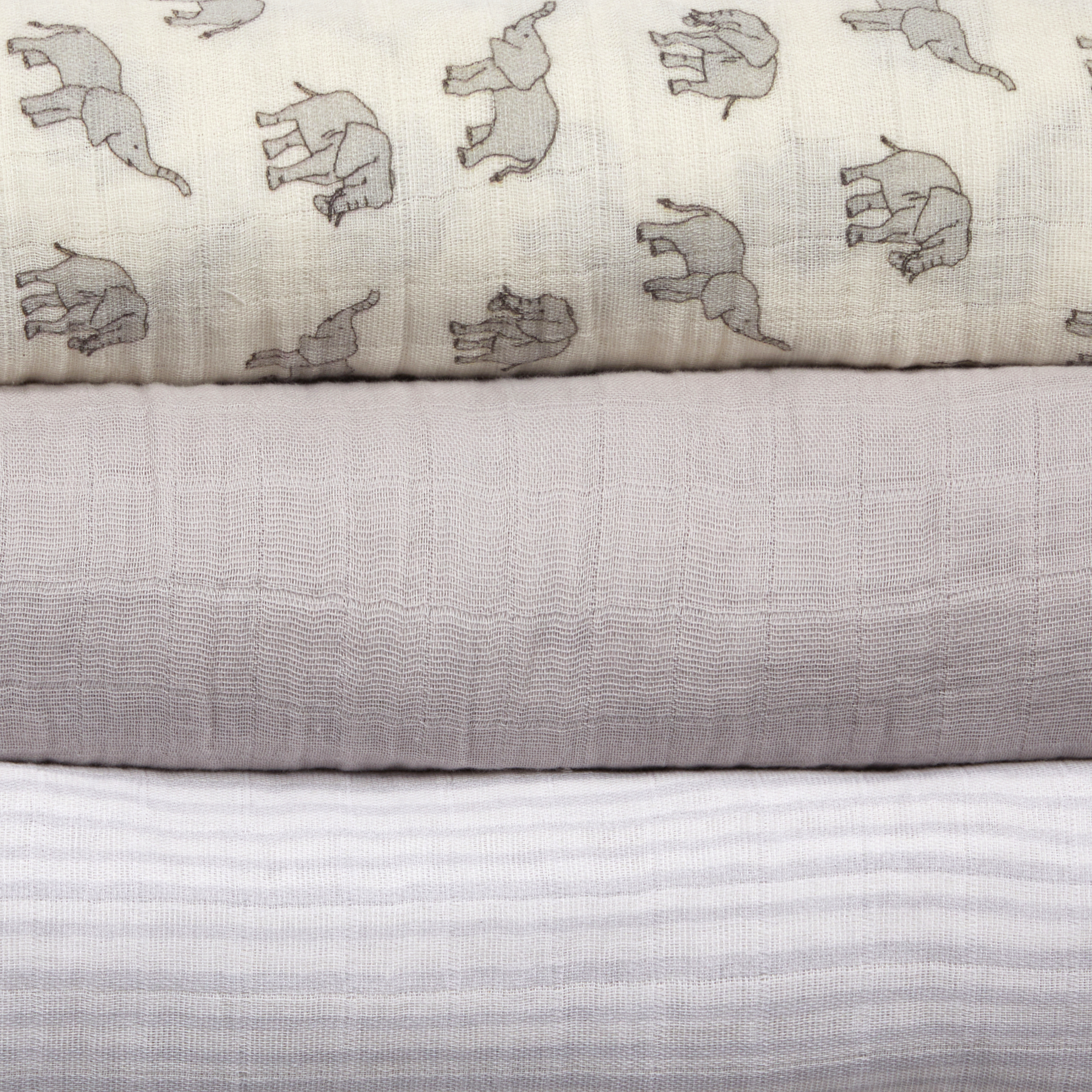 Tiny Kind 3 Pack Organic Muslin Swaddle - Simple Elephant.