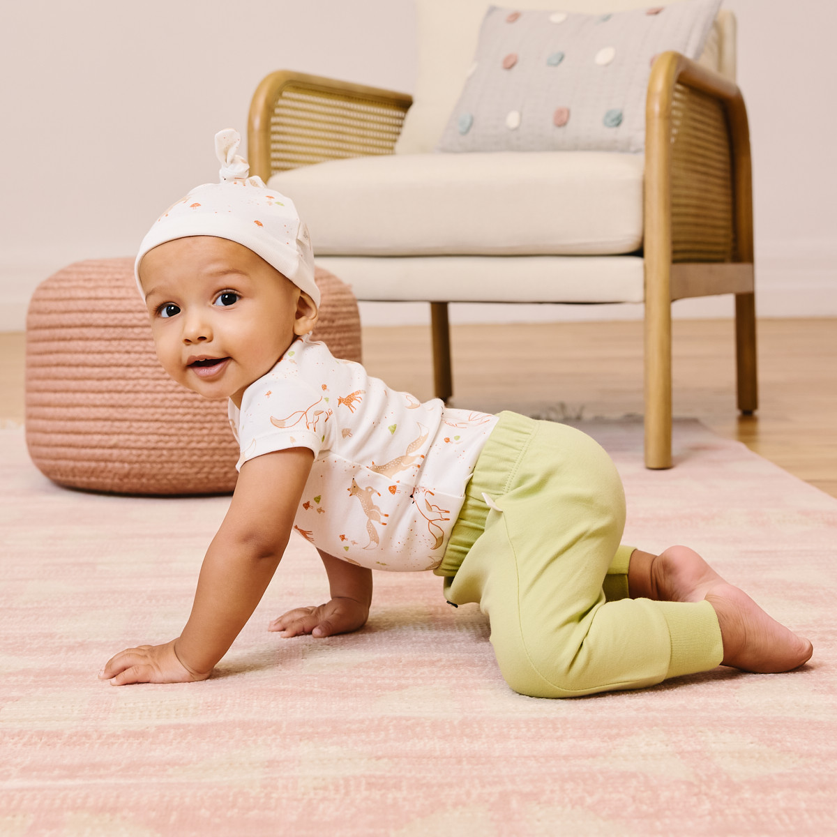 Tiny Kind 3 Piece Organic Outfit Set - Baby Fox, 3-6 M.