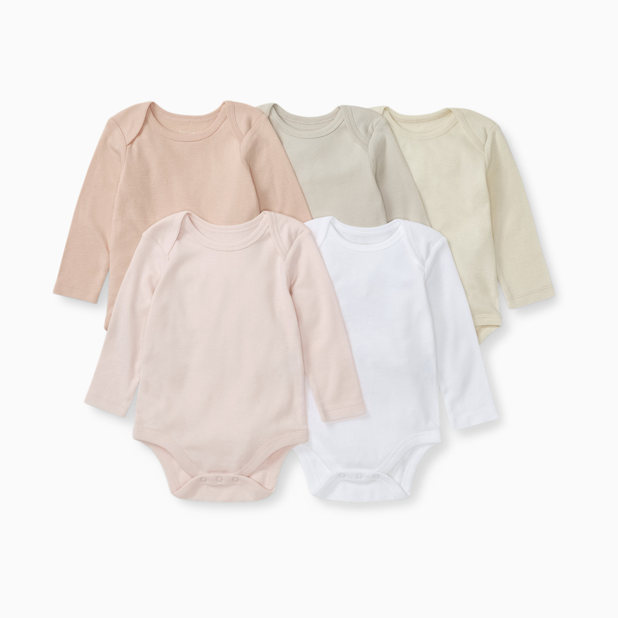 Burt's Bees Baby Organic Long Sleeve Bodysuit (5-Pack) - Pink Sand, 0-3 M.