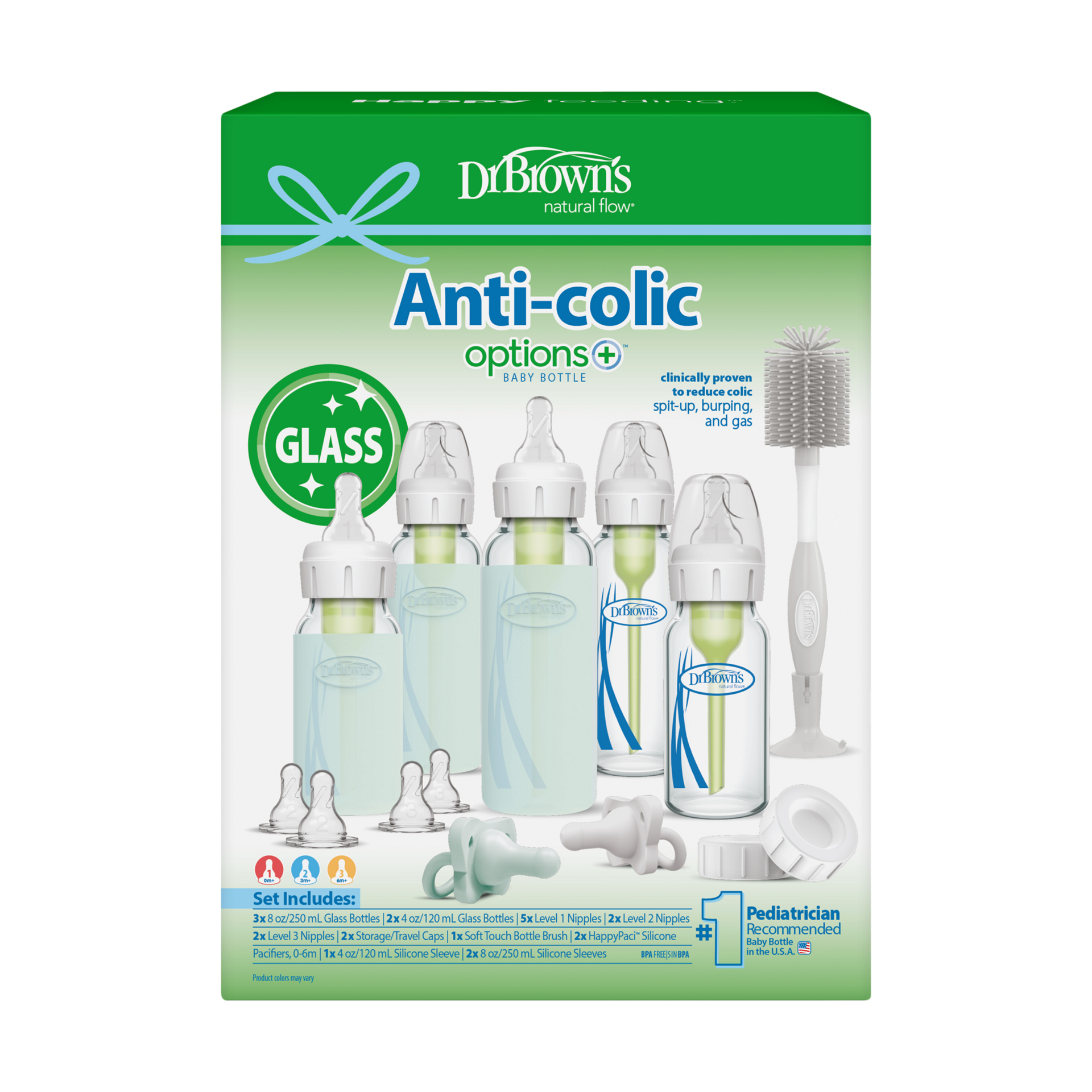 Dr. Brown's Options+ Narrow Glass Baby Bottle Starter Gift Set.