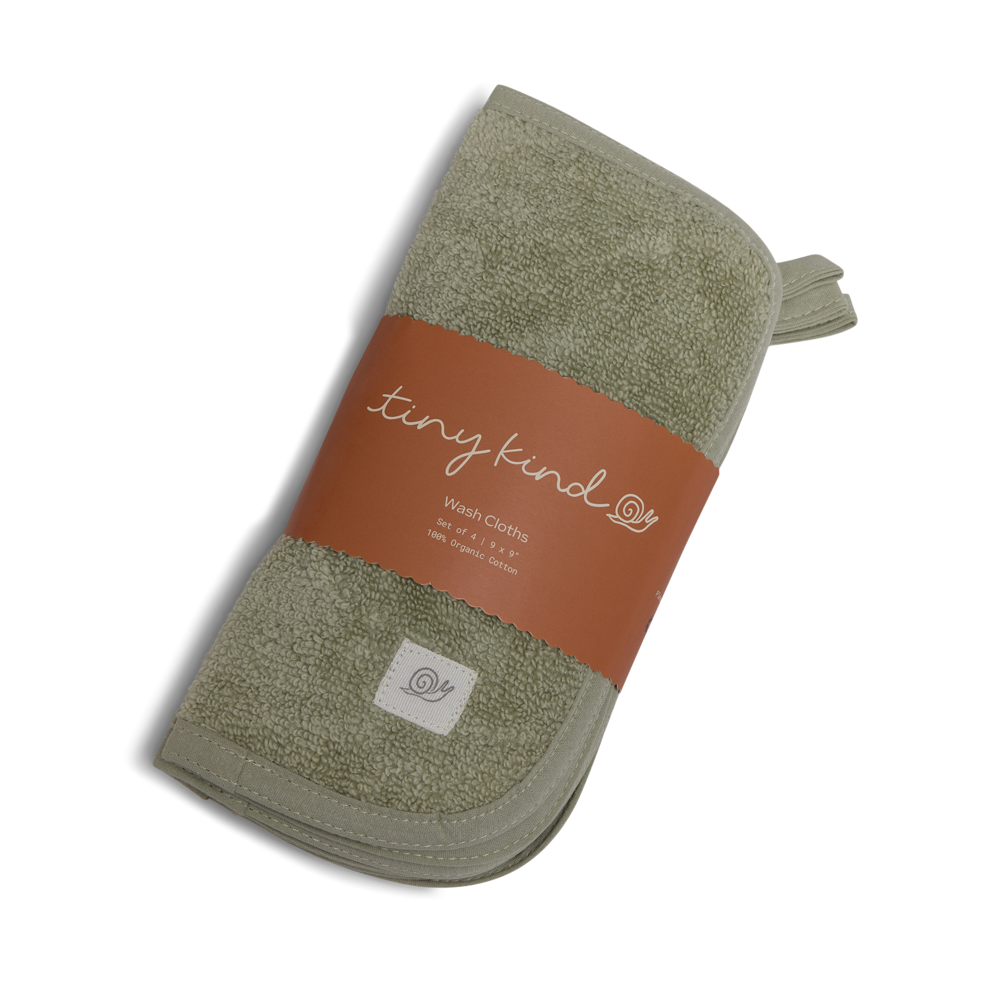 Tiny Kind Organic Washcloths 4 Pack - Desert Sage.