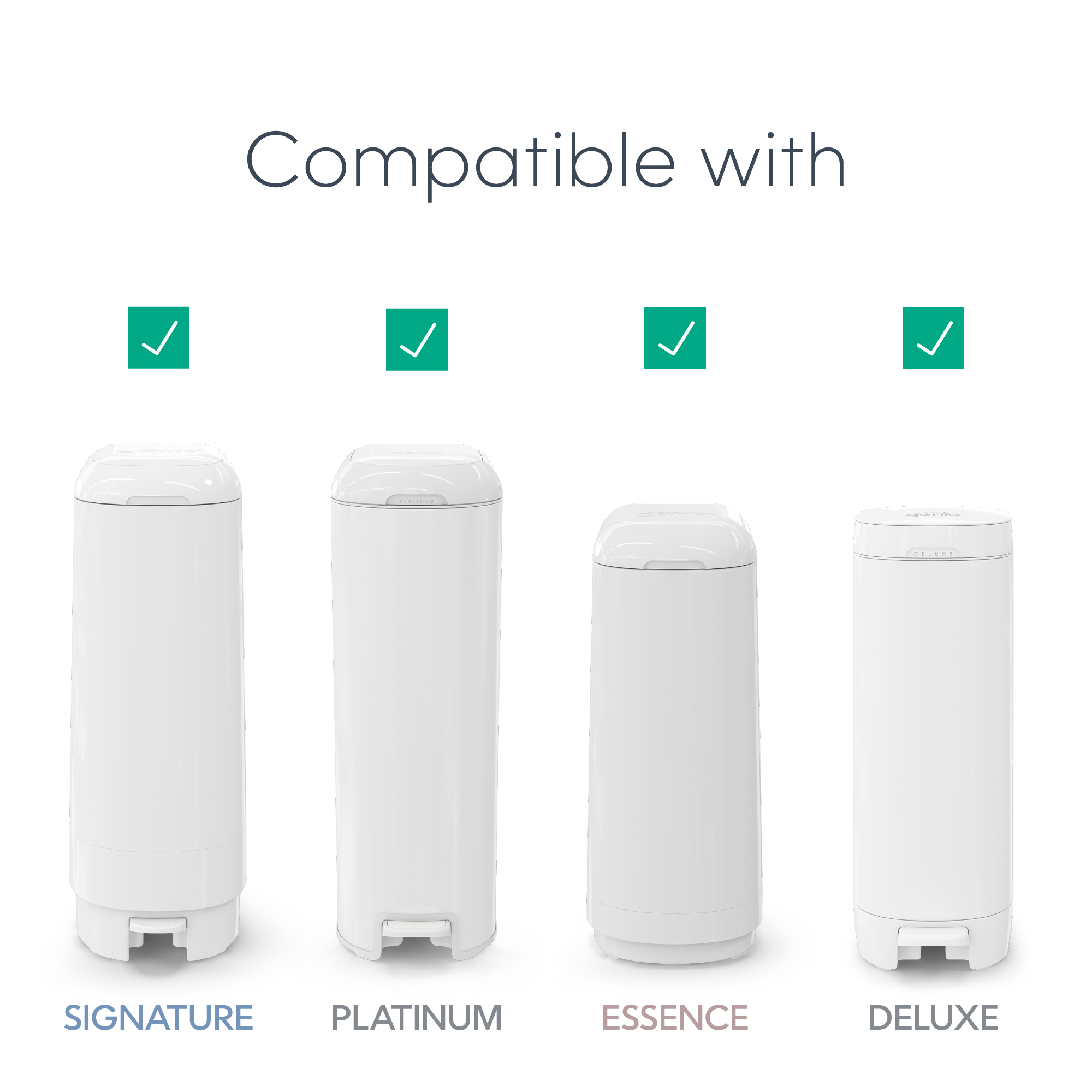 Diaper Genie Easy Roll Refill Bags - Compatible with Signature and Platinum Pails - Unscented, 30.