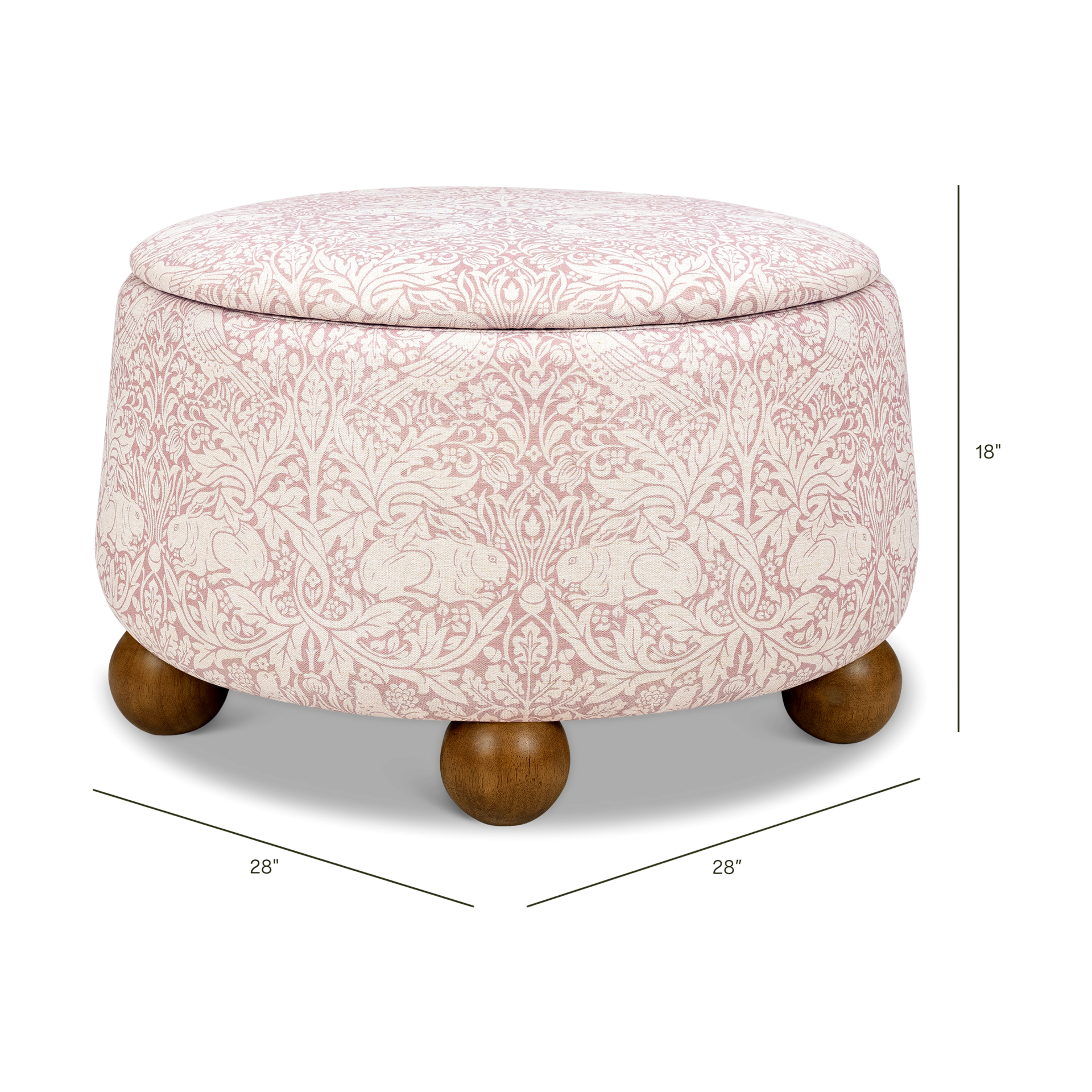 Namesake Morris & Co. x Namesake Tuffet Storage Ottoman - Pure Brer Rabbit In Rose Performance Eco-Weave.
