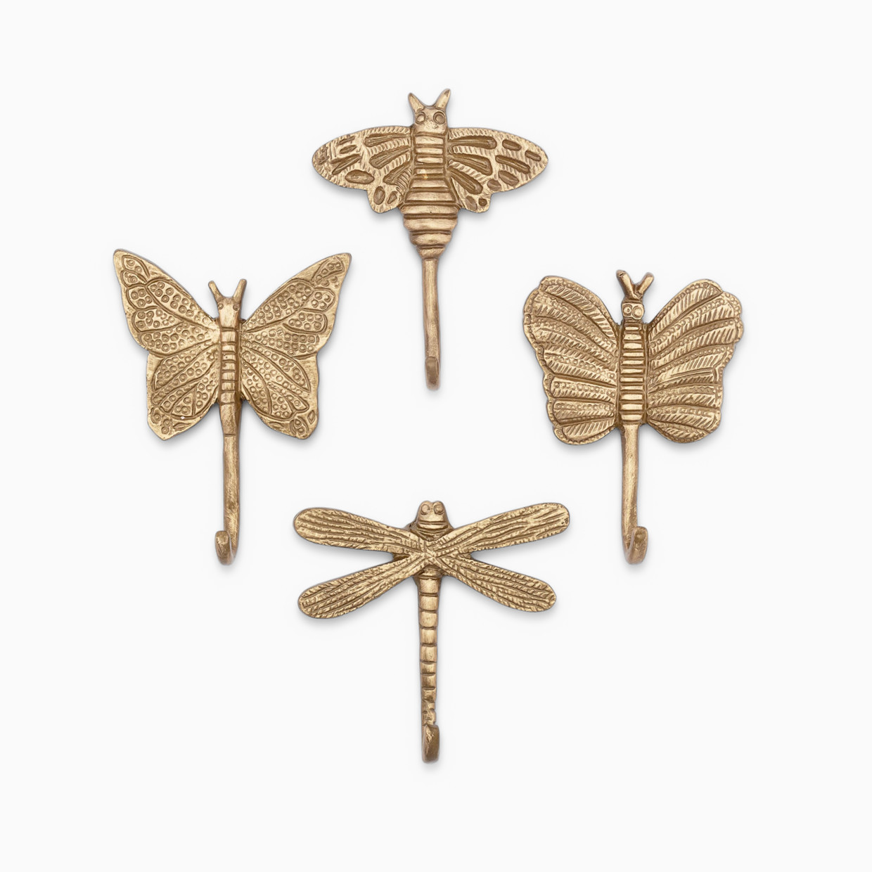 Crane Baby Antique Gold Wall Hook Set - Dragonfly.