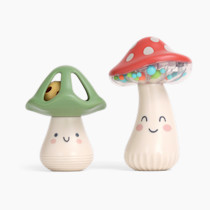 Itzy Ritzy Mini Maracas Musical Rattle Toy – Sensory Baby Toy with Rattle Beads & Jingle Ball for Motor Skills & Auditory Development – for Ages 0 Months and Up (Mushroom)